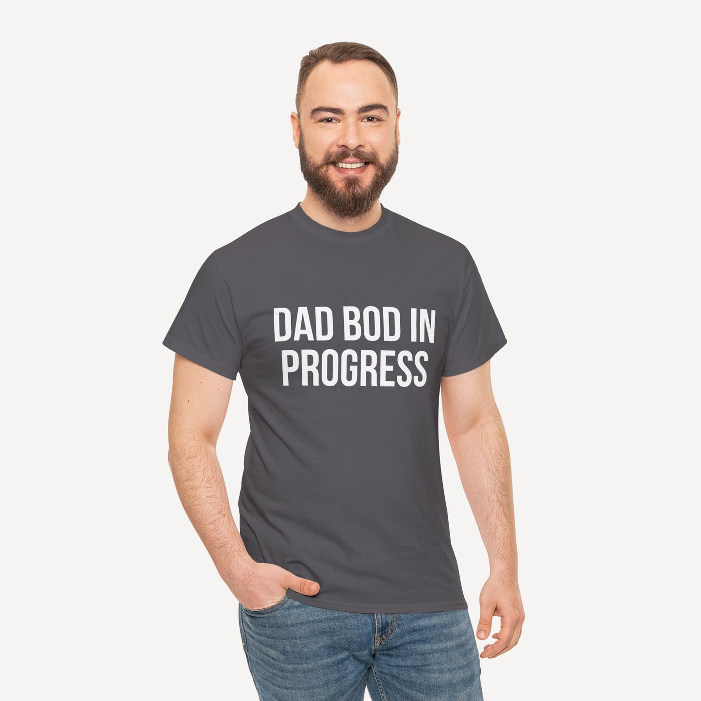 Dad Bod in Progress - Funny Sayings for Men T-Shirts - Mens Unisex Cotton T-Shirt Graphic Printed Design Casual Short Sleeve Tee Tops