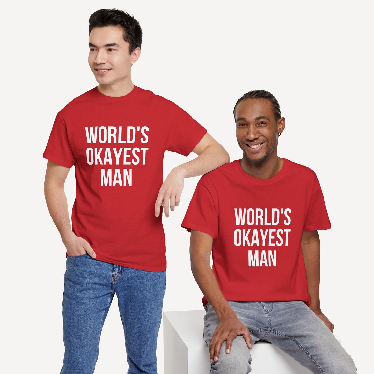 World's Okayest Man - Funny Sayings for Men T-Shirts - Mens Unisex Cotton T-Shirt Graphic Printed Design Casual Short Sleeve Tee Tops