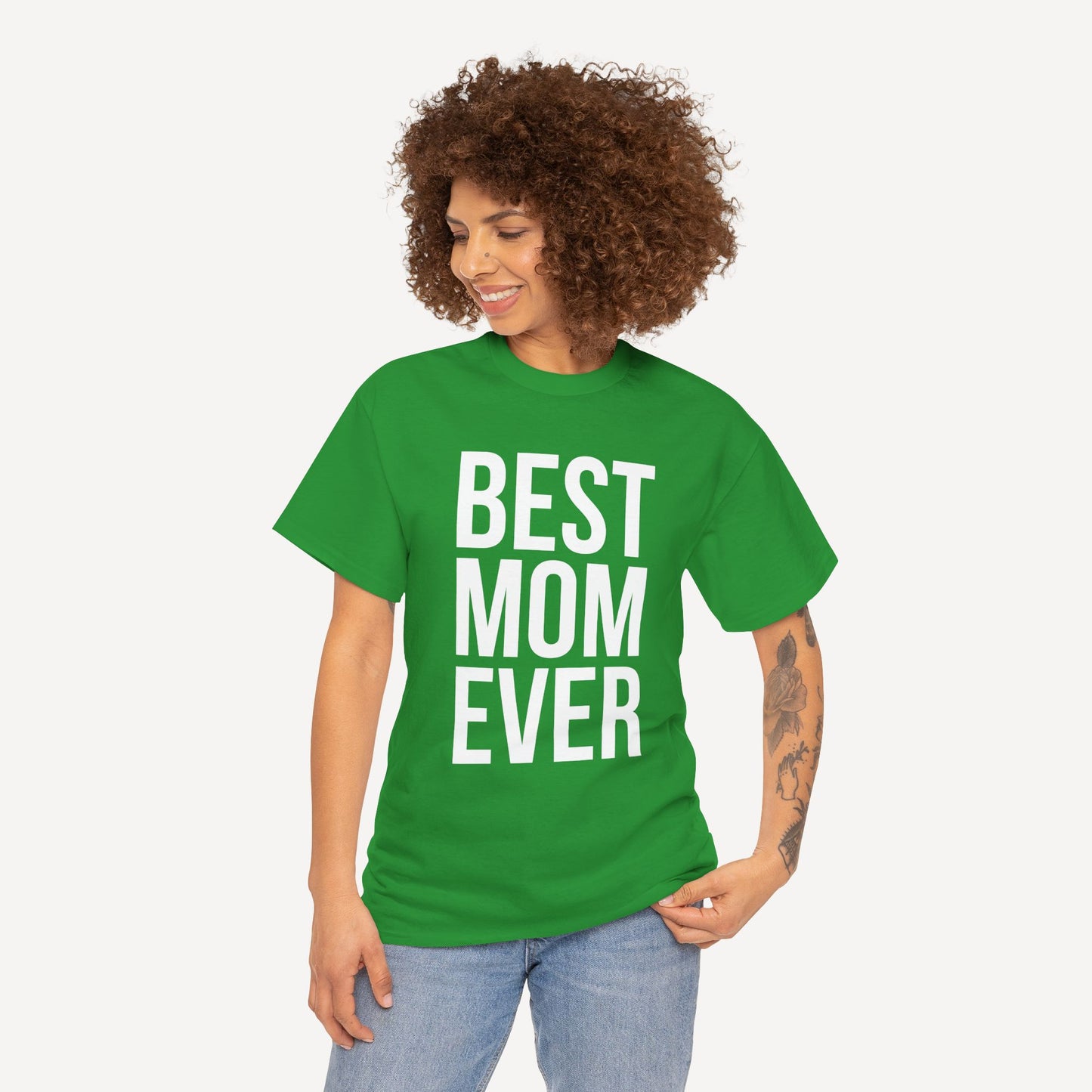 BEST MOM EVER - Funny Mom T-Shirt - Women's Unisex Cotton T-Shirt Graphic Printed Design Casual Short Sleeve Tee Tops