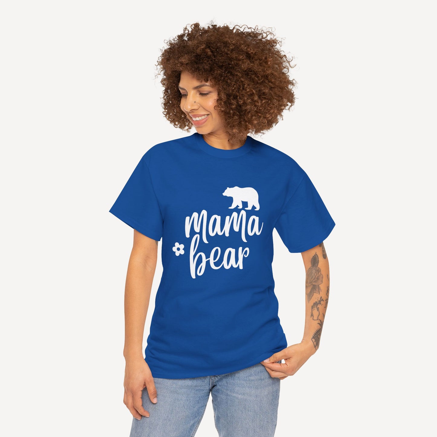 Mama Bear - Funny Mom T-Shirt - Women's Unisex Cotton T-Shirt Graphic Printed Design Casual Short Sleeve Tee Tops