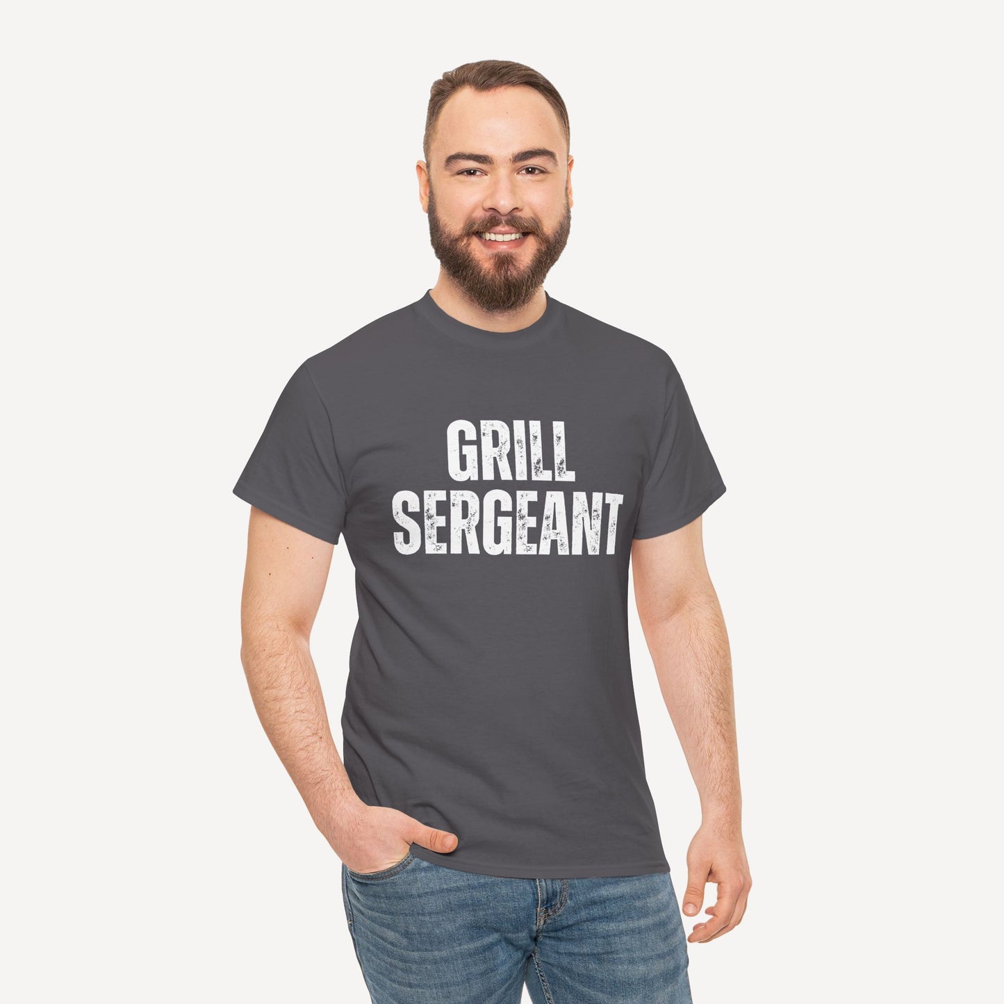 Grill Sergeant - Funny Sayings for Men T-Shirts - Mens Unisex Cotton T-Shirt Graphic Printed Design Casual Short Sleeve Tee Tops