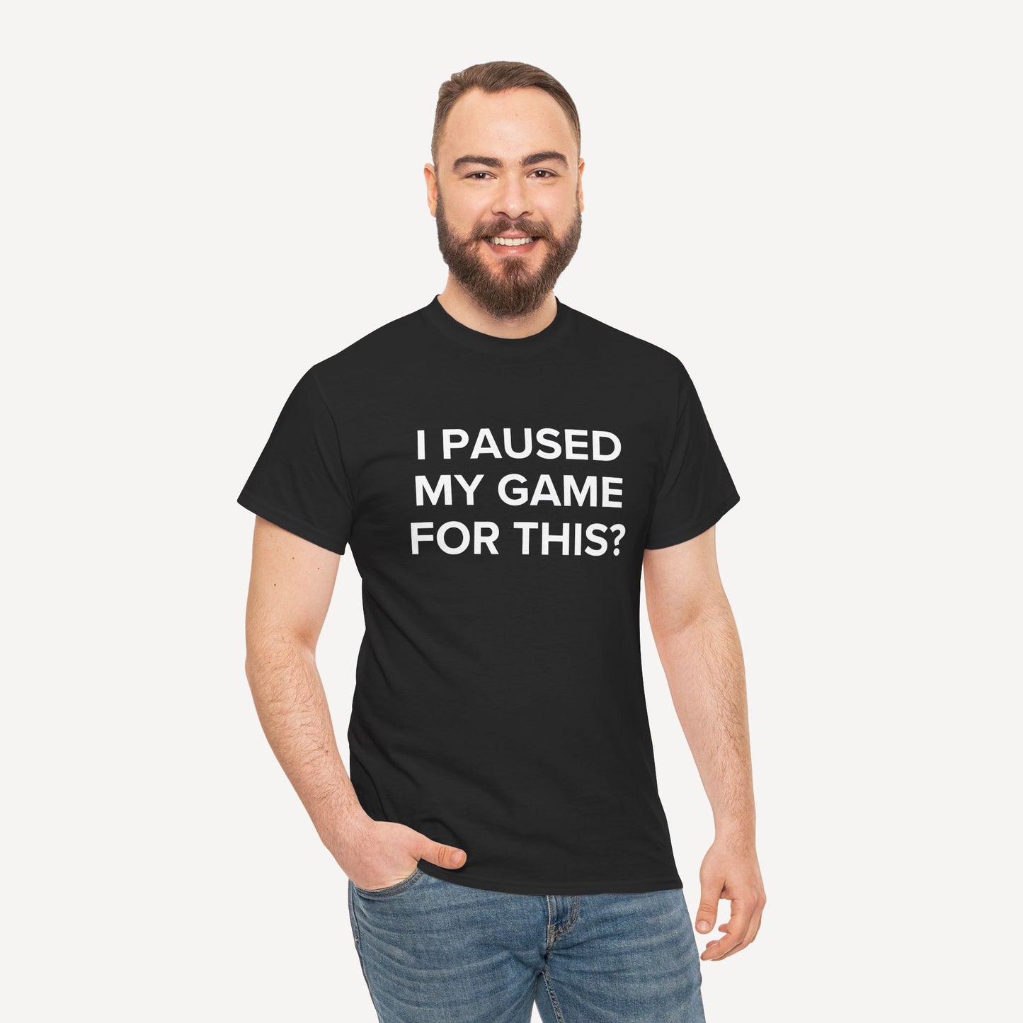 I Paused My Game for This? - Funny Sayings for Men T-Shirts - Mens Unisex Cotton T-Shirt Graphic Printed Design Casual Short Sleeve Tee Tops