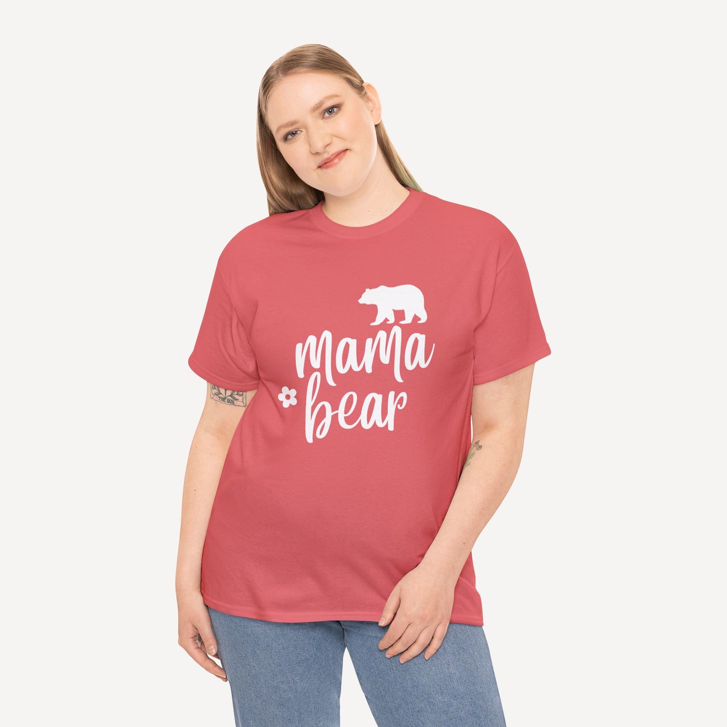 Mama Bear - Funny Mom T-Shirt - Women's Unisex Cotton T-Shirt Graphic Printed Design Casual Short Sleeve Tee Tops