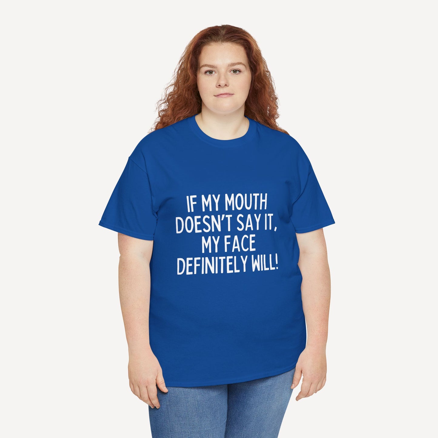 If My Mouth Doesn’T Say It, My Face Definitely Will! - Funny Mom T-Shirt - Women's Unisex Cotton T-Shirt Graphic Printed Design Casual Short Sleeve Tee Tops