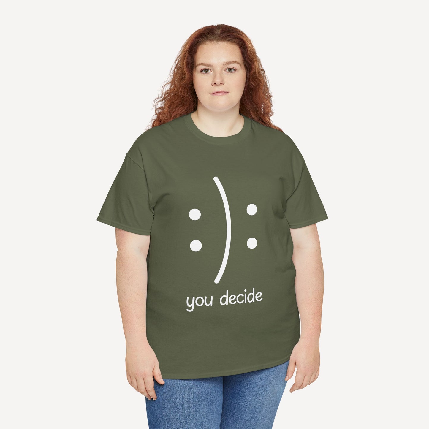 You Decide Happy Face - Funny Mom T-Shirt - Women's Unisex Cotton T-Shirt Graphic Printed Design Casual Short Sleeve Tee Tops