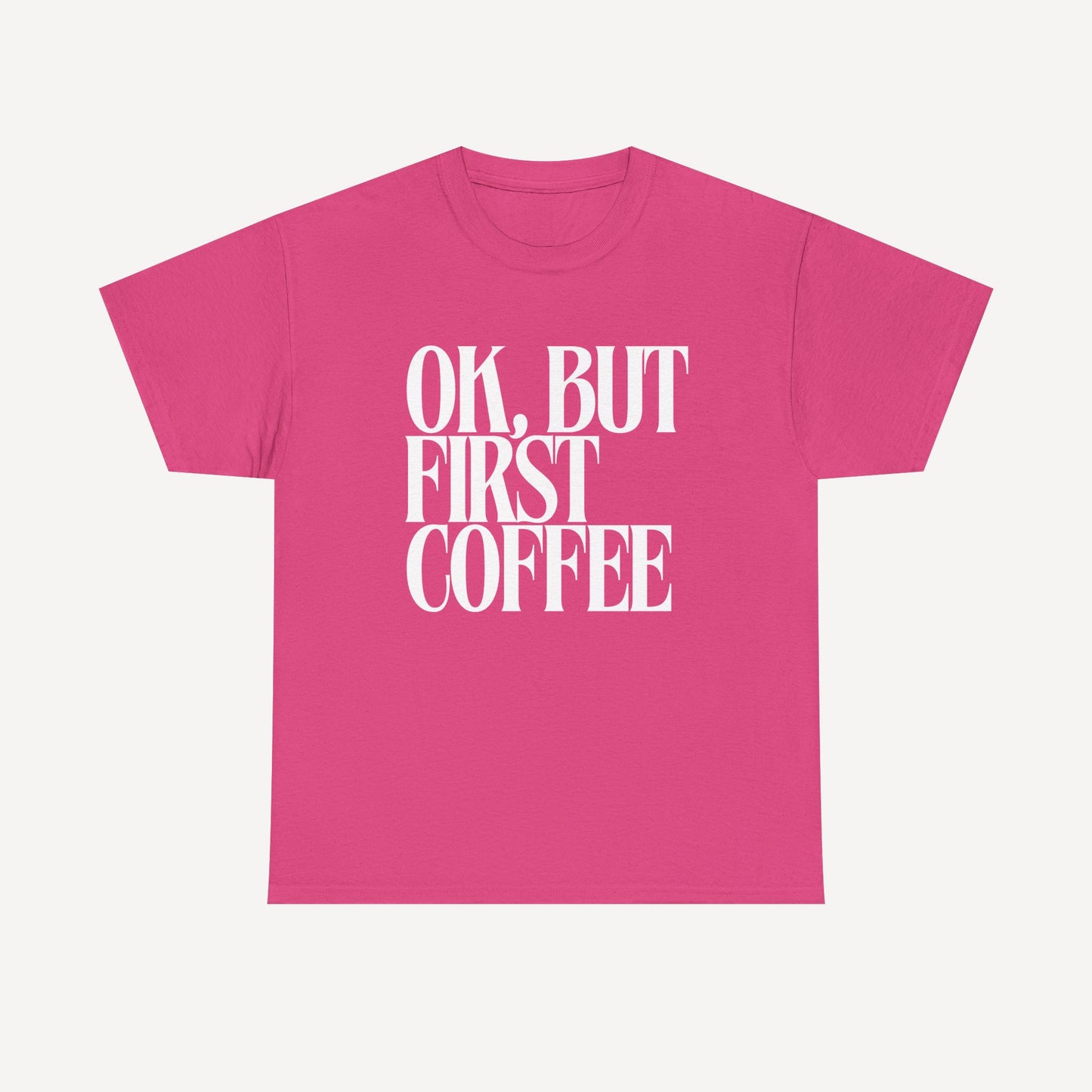 Ok, but First Coffee - Funny Mom T-Shirt - Women's Unisex Cotton T-Shirt Graphic Printed Design Casual Short Sleeve Tee Tops