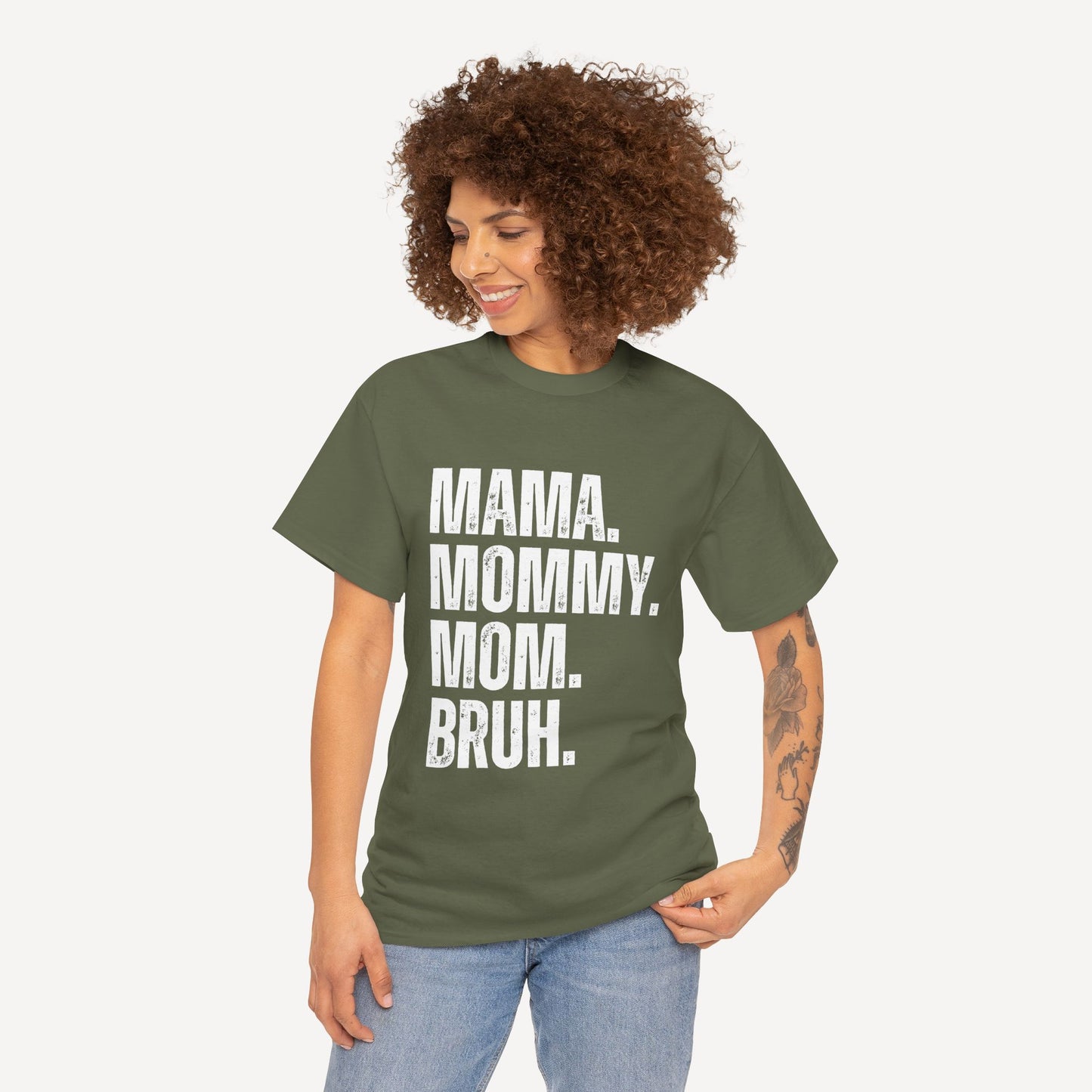 Mama. Mommy. Mom. Bruh. - Funny Mom T-Shirt - Women's Unisex Cotton T-Shirt Graphic Printed Design Casual Short Sleeve Tee Tops