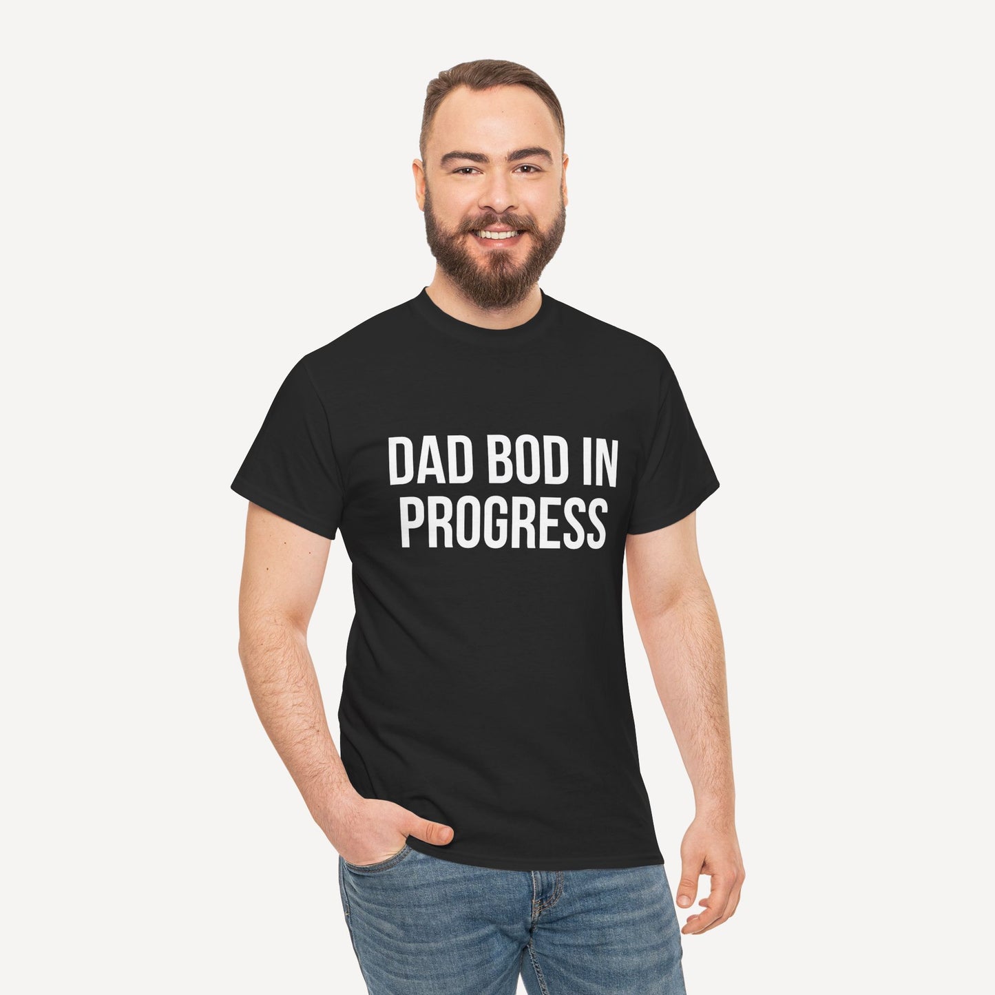 Dad Bod in Progress - Funny Sayings for Men T-Shirts - Mens Unisex Cotton T-Shirt Graphic Printed Design Casual Short Sleeve Tee Tops