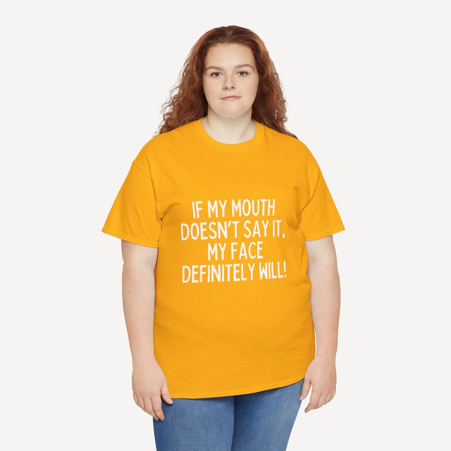 If My Mouth Doesn’T Say It, My Face Definitely Will! - Funny Mom T-Shirt - Women's Unisex Cotton T-Shirt Graphic Printed Design Casual Short Sleeve Tee Tops