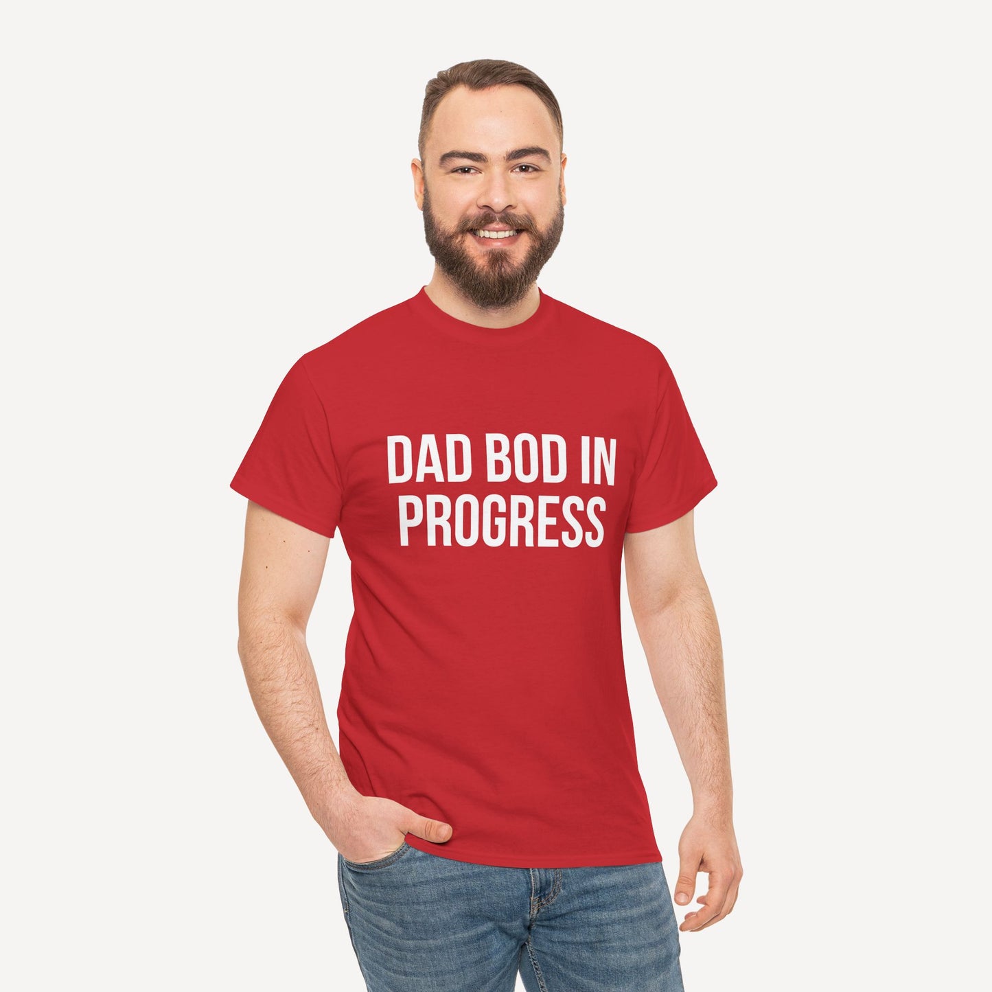 Dad Bod in Progress - Funny Sayings for Men T-Shirts - Mens Unisex Cotton T-Shirt Graphic Printed Design Casual Short Sleeve Tee Tops