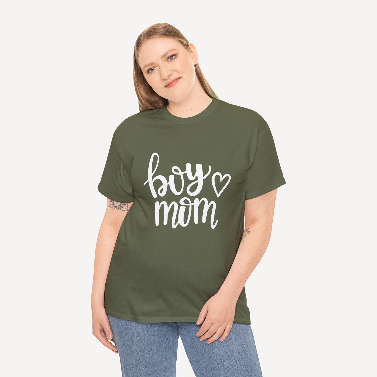 Boy Mom - Funny Mom T-Shirt - Women's Unisex Cotton T-Shirt Graphic Printed Design Casual Short Sleeve Tee Tops