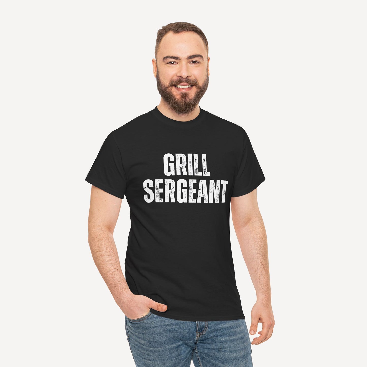 Grill Sergeant - Funny Sayings for Men T-Shirts - Mens Unisex Cotton T-Shirt Graphic Printed Design Casual Short Sleeve Tee Tops