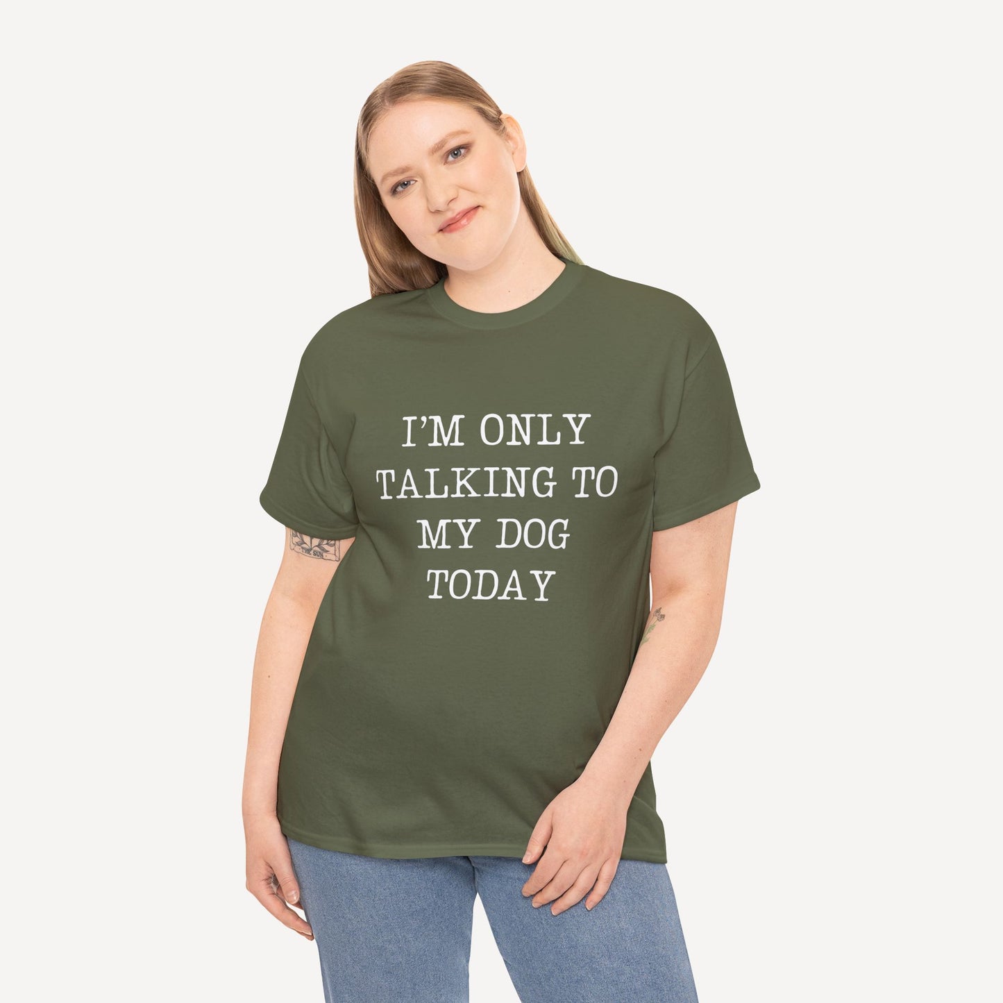 I’m Only Talking To My Dog Today - Funny Mom T-Shirt - Women's Unisex Cotton T-Shirt Graphic Printed Design Casual Short Sleeve Tee Tops