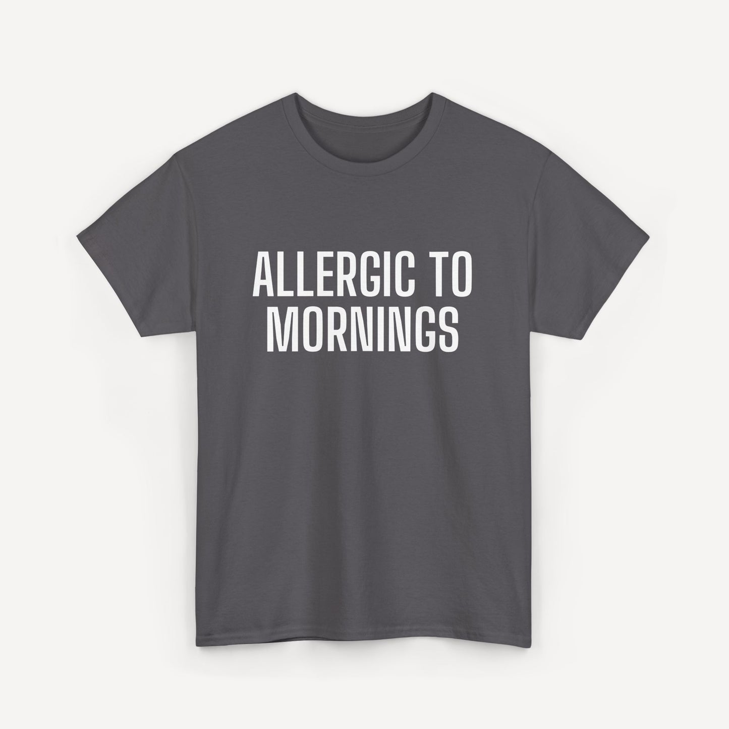 Allergic to Mornings - Funny Sayings for Men T-Shirts - Mens Unisex Cotton T-Shirt Graphic Printed Design Casual Short Sleeve Tee Tops