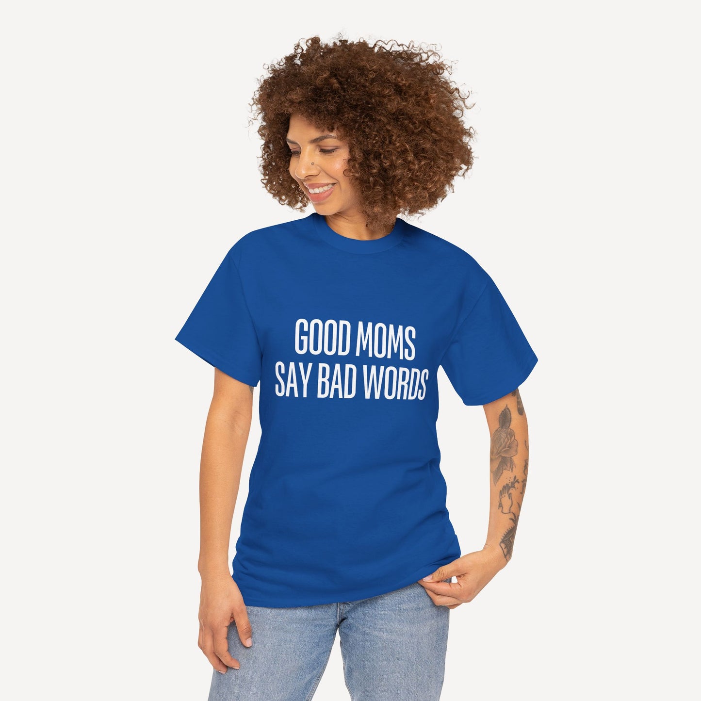 Good Moms Say Bad Words - Funny Mom T-Shirt - Women's Unisex Cotton T-Shirt Graphic Printed Design Casual Short Sleeve Tee Tops