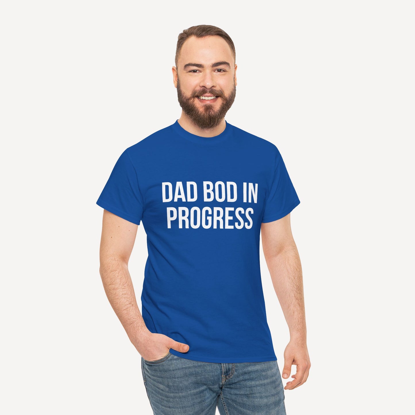 Dad Bod in Progress - Funny Sayings for Men T-Shirts - Mens Unisex Cotton T-Shirt Graphic Printed Design Casual Short Sleeve Tee Tops