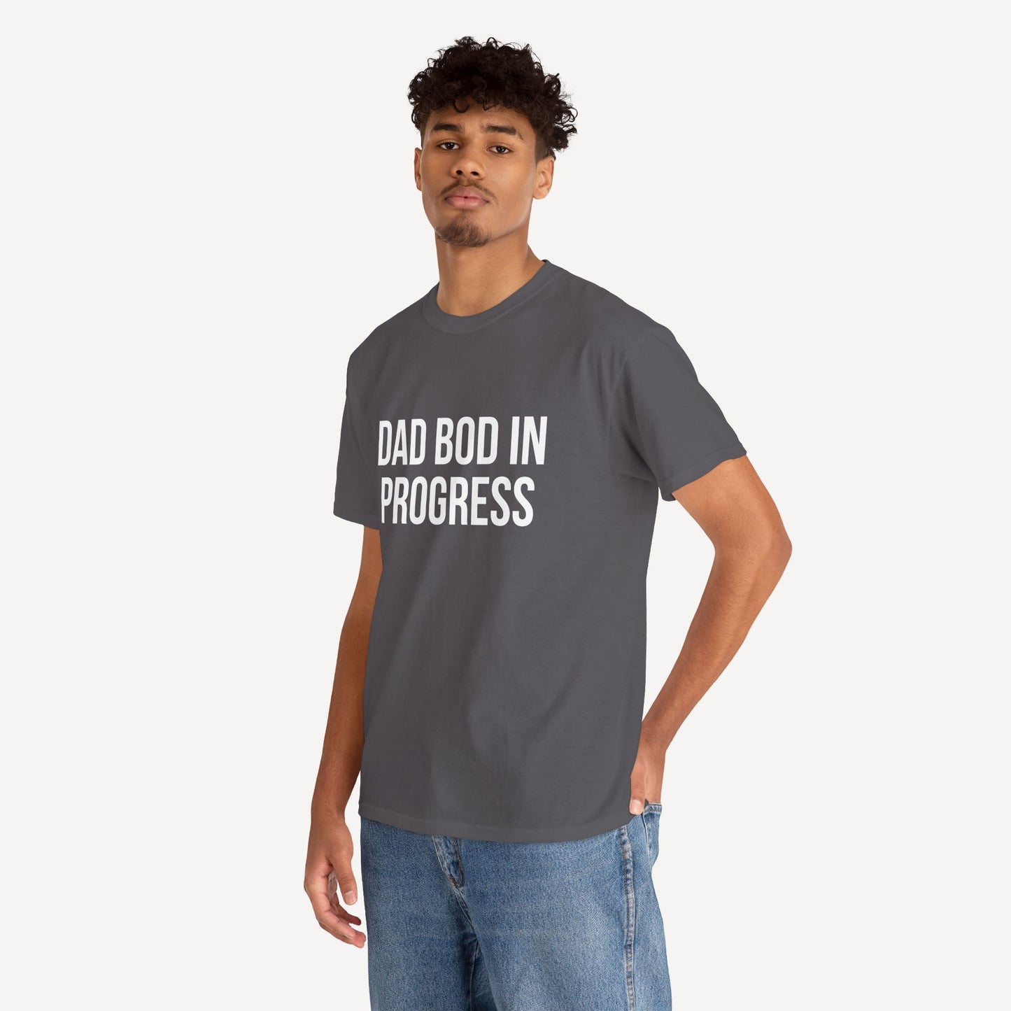 Dad Bod in Progress - Funny Sayings for Men T-Shirts - Mens Unisex Cotton T-Shirt Graphic Printed Design Casual Short Sleeve Tee Tops