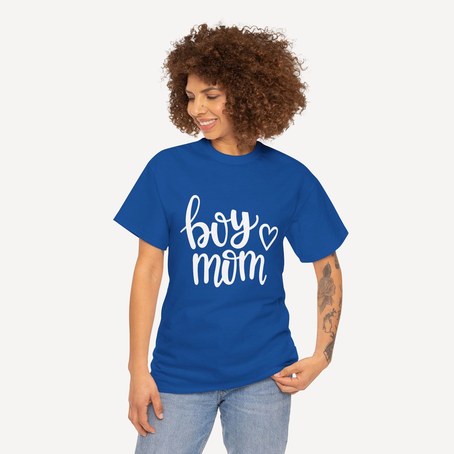 Boy Mom - Funny Mom T-Shirt - Women's Unisex Cotton T-Shirt Graphic Printed Design Casual Short Sleeve Tee Tops