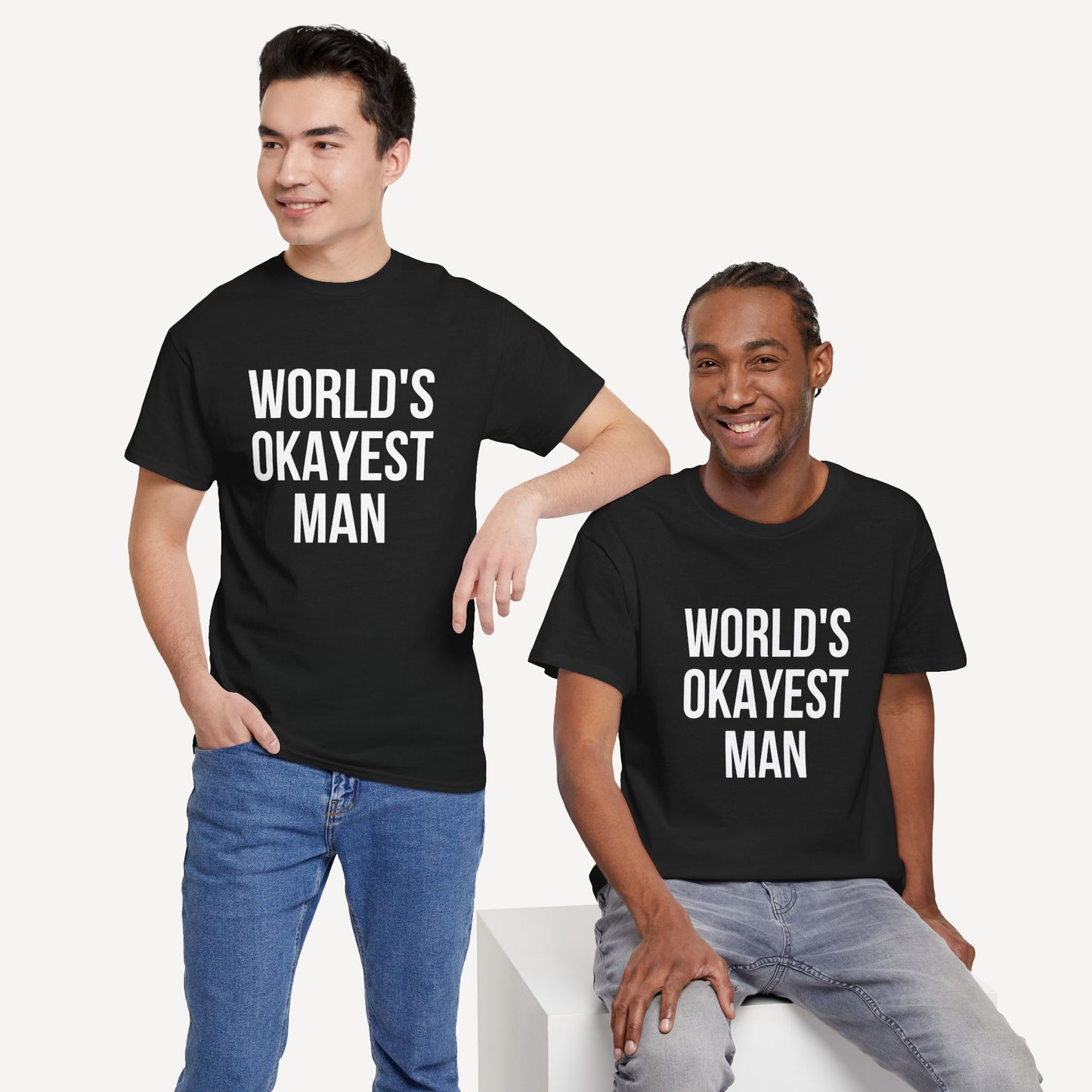 World's Okayest Man - Funny Sayings for Men T-Shirts - Mens Unisex Cotton T-Shirt Graphic Printed Design Casual Short Sleeve Tee Tops