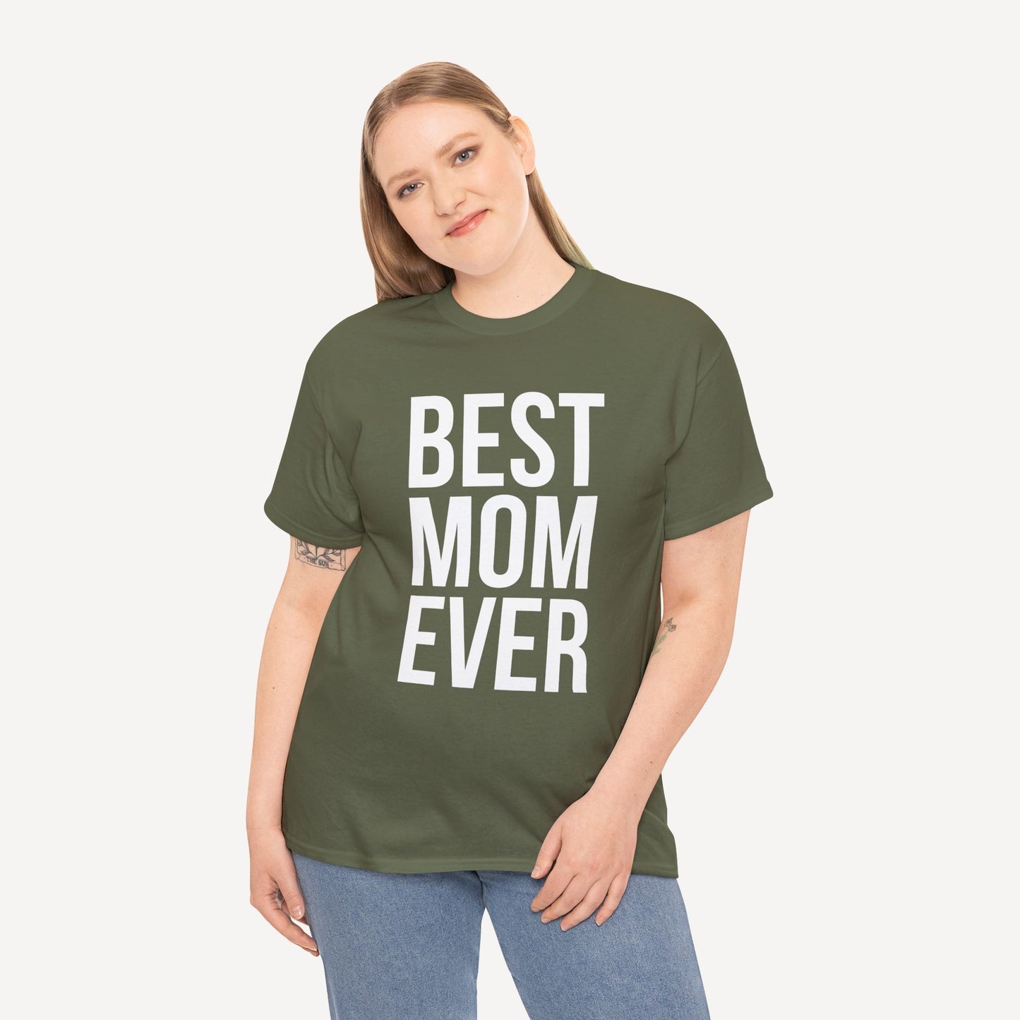 BEST MOM EVER - Funny Mom T-Shirt - Women's Unisex Cotton T-Shirt Graphic Printed Design Casual Short Sleeve Tee Tops