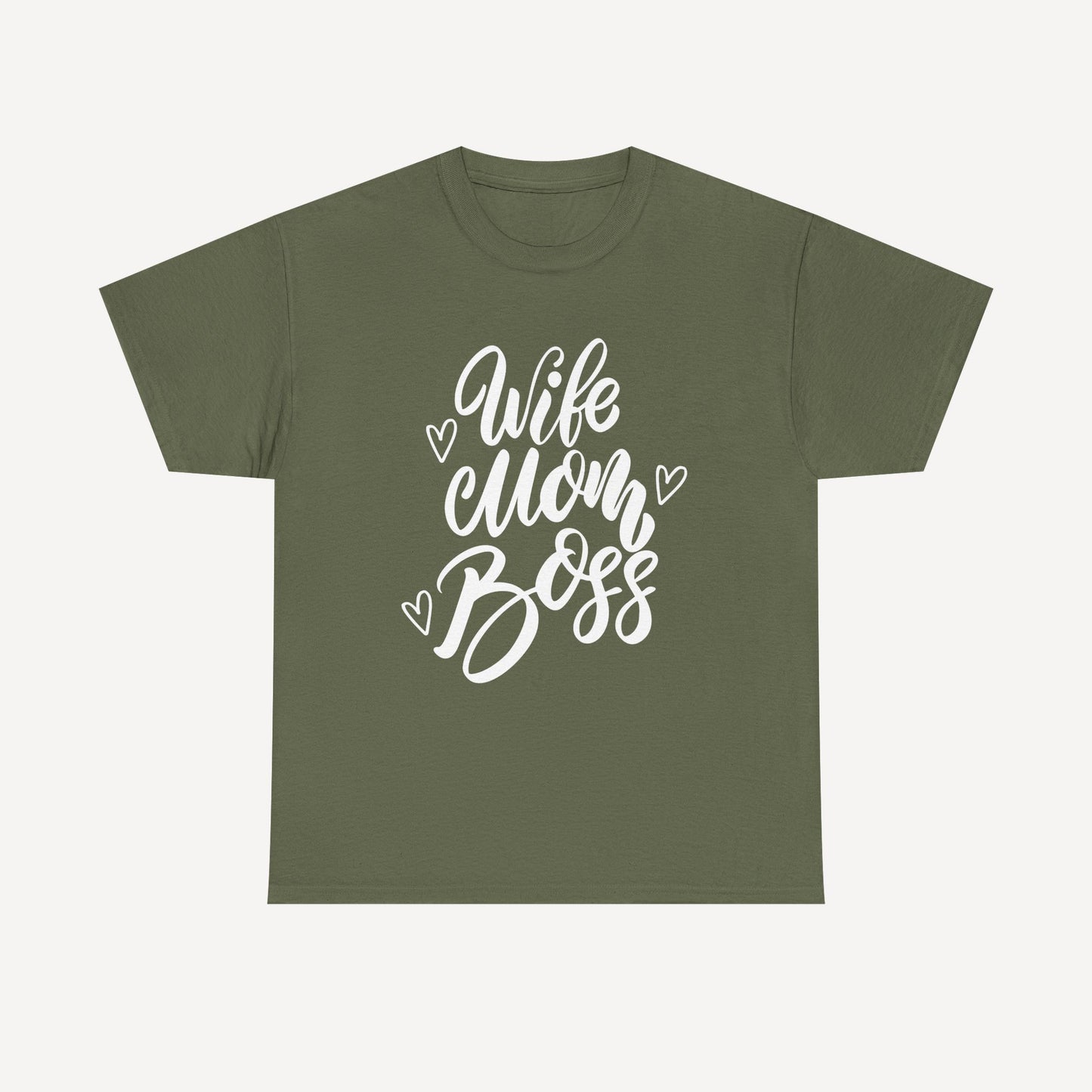 Wife. Mom. Boss. - Funny Mom T-Shirt - Women's Unisex Cotton T-Shirt Graphic Printed Design Casual Short Sleeve Tee Tops