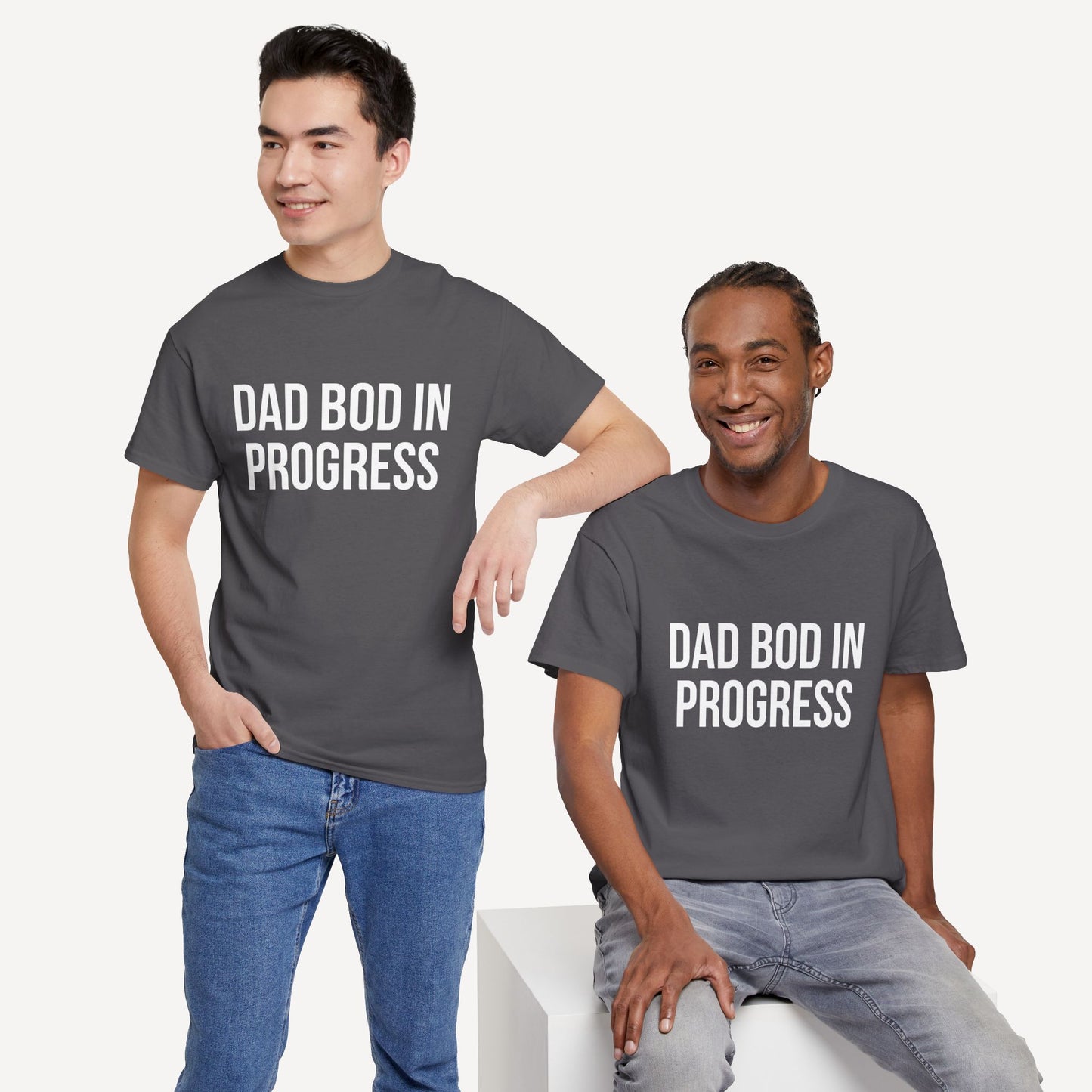 Dad Bod in Progress - Funny Sayings for Men T-Shirts - Mens Unisex Cotton T-Shirt Graphic Printed Design Casual Short Sleeve Tee Tops
