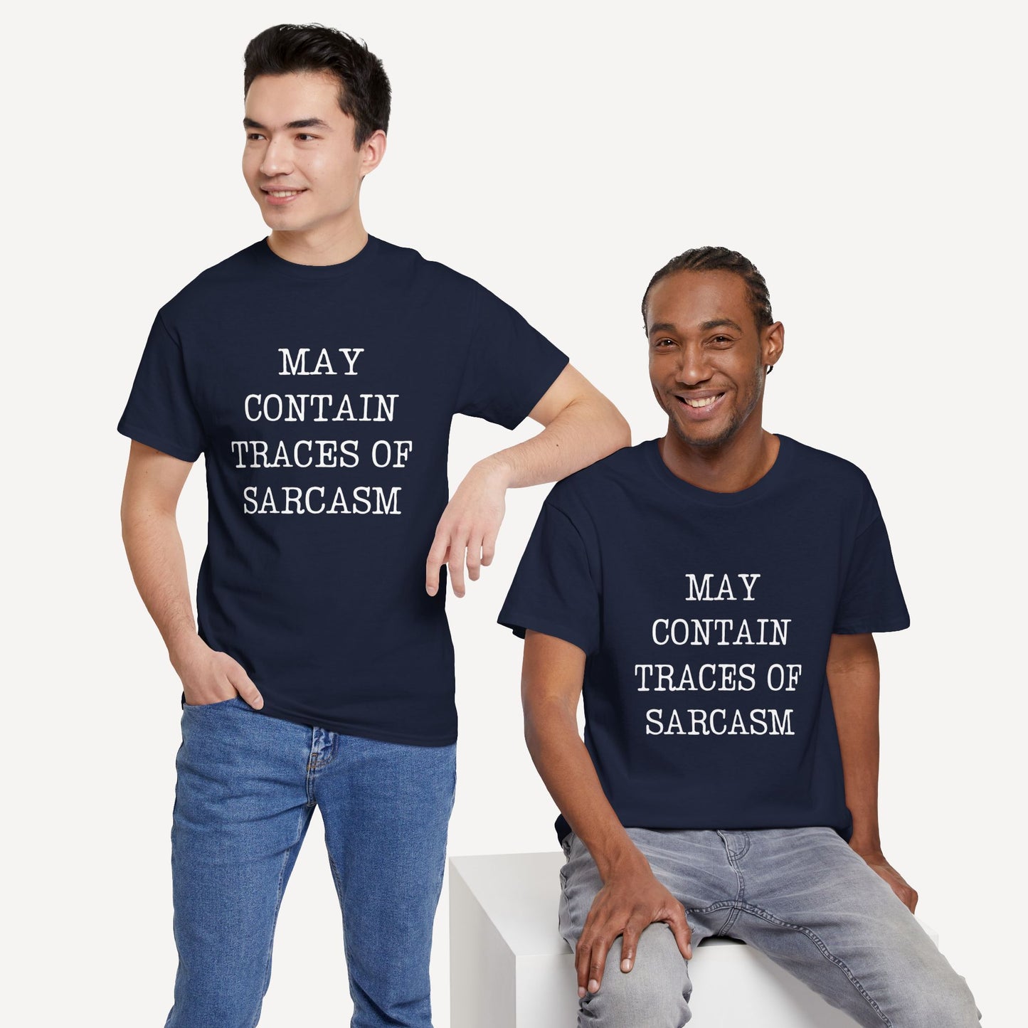 May Contain Traces of Sarcasm - Funny Sayings for Men T-Shirts - Mens Unisex Cotton T-Shirt Graphic Printed Design Casual Short Sleeve Tee Tops