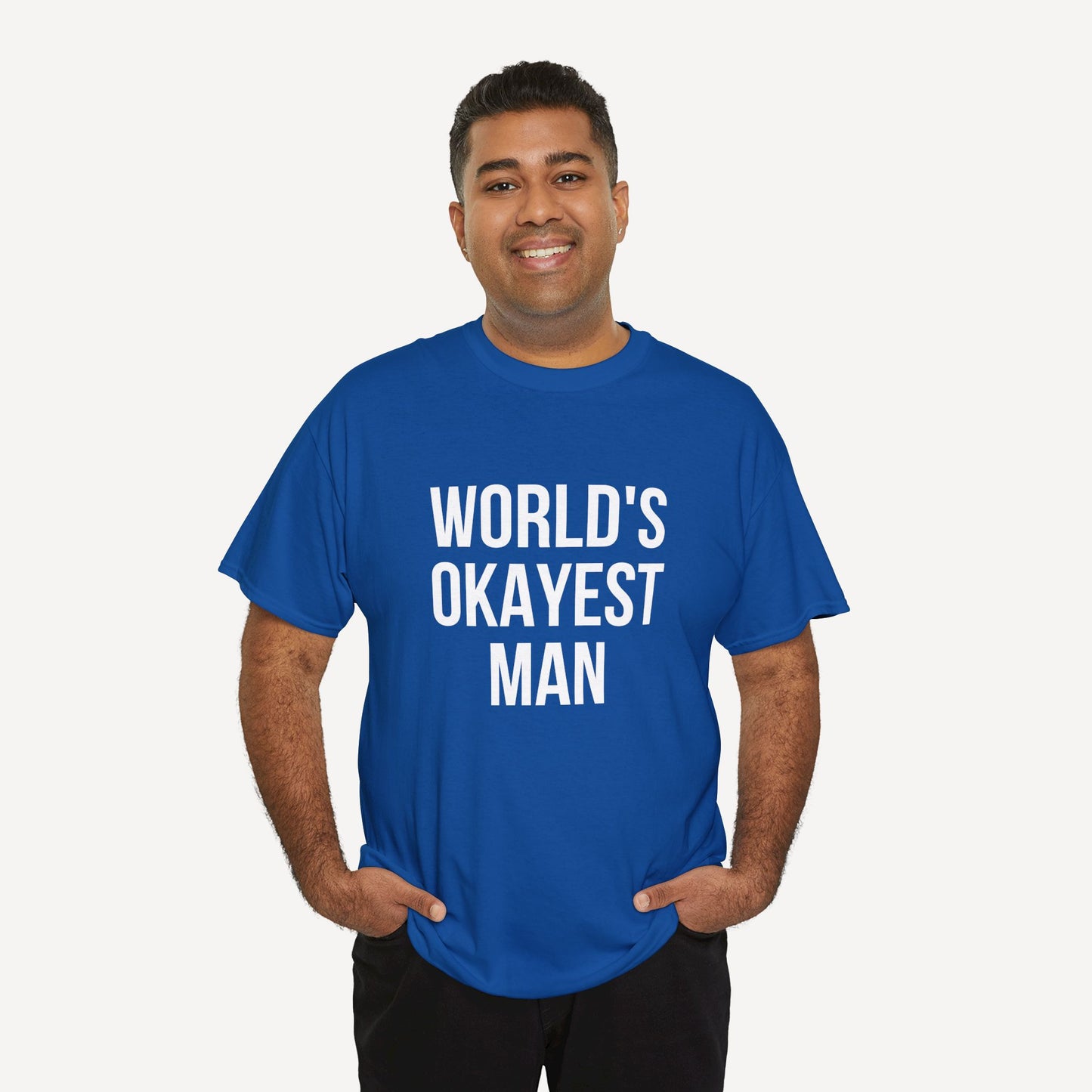 World's Okayest Man - Funny Sayings for Men T-Shirts - Mens Unisex Cotton T-Shirt Graphic Printed Design Casual Short Sleeve Tee Tops