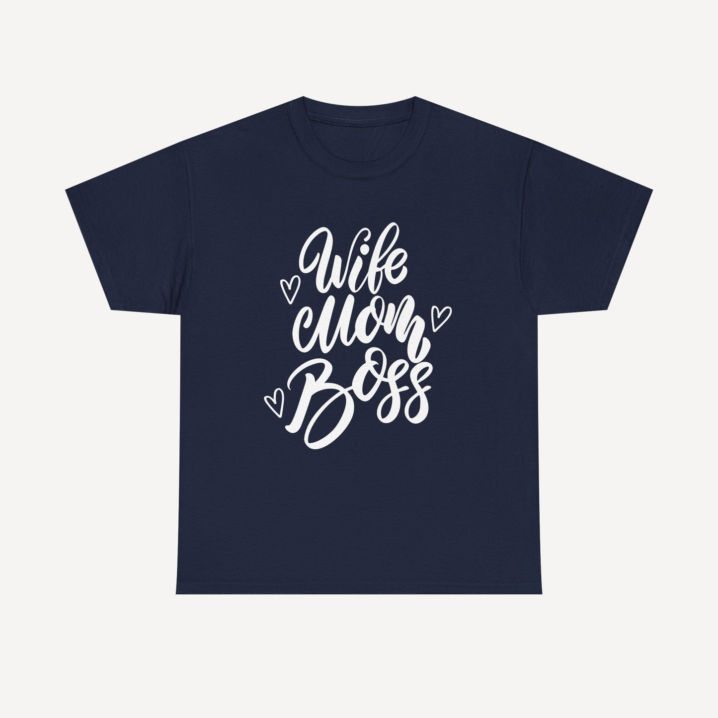 Wife. Mom. Boss. - Funny Mom T-Shirt - Women's Unisex Cotton T-Shirt Graphic Printed Design Casual Short Sleeve Tee Tops