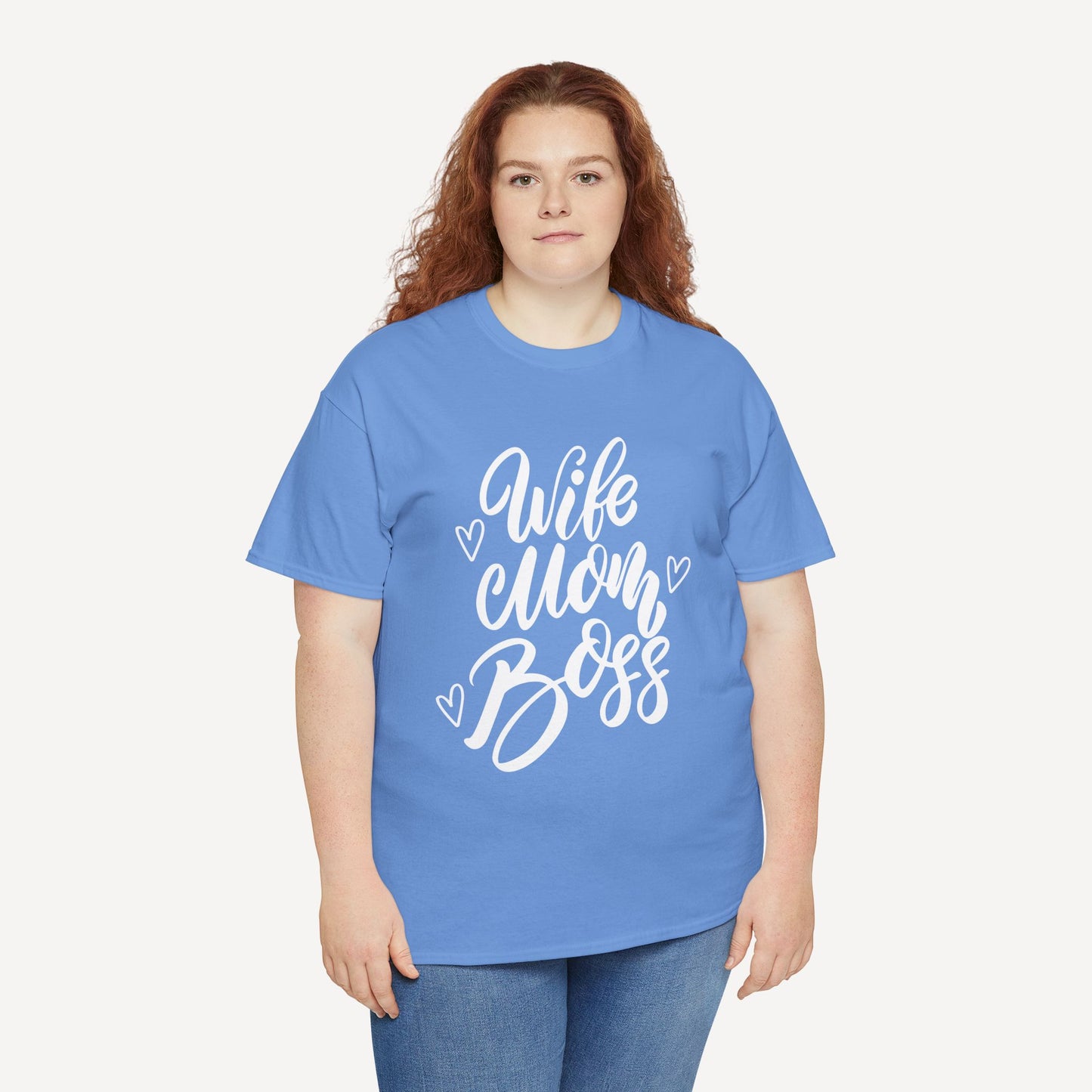 Wife. Mom. Boss. - Funny Mom T-Shirt - Women's Unisex Cotton T-Shirt Graphic Printed Design Casual Short Sleeve Tee Tops