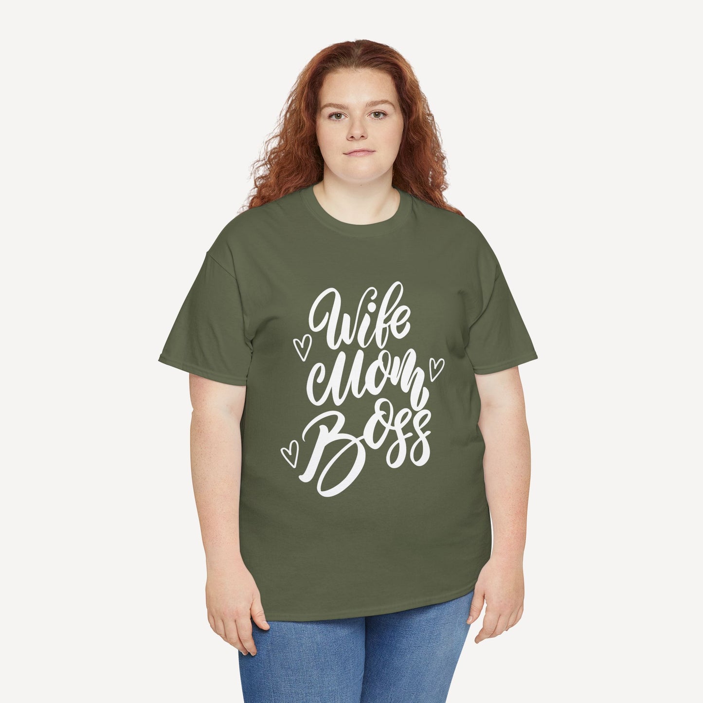 Wife. Mom. Boss. - Funny Mom T-Shirt - Women's Unisex Cotton T-Shirt Graphic Printed Design Casual Short Sleeve Tee Tops