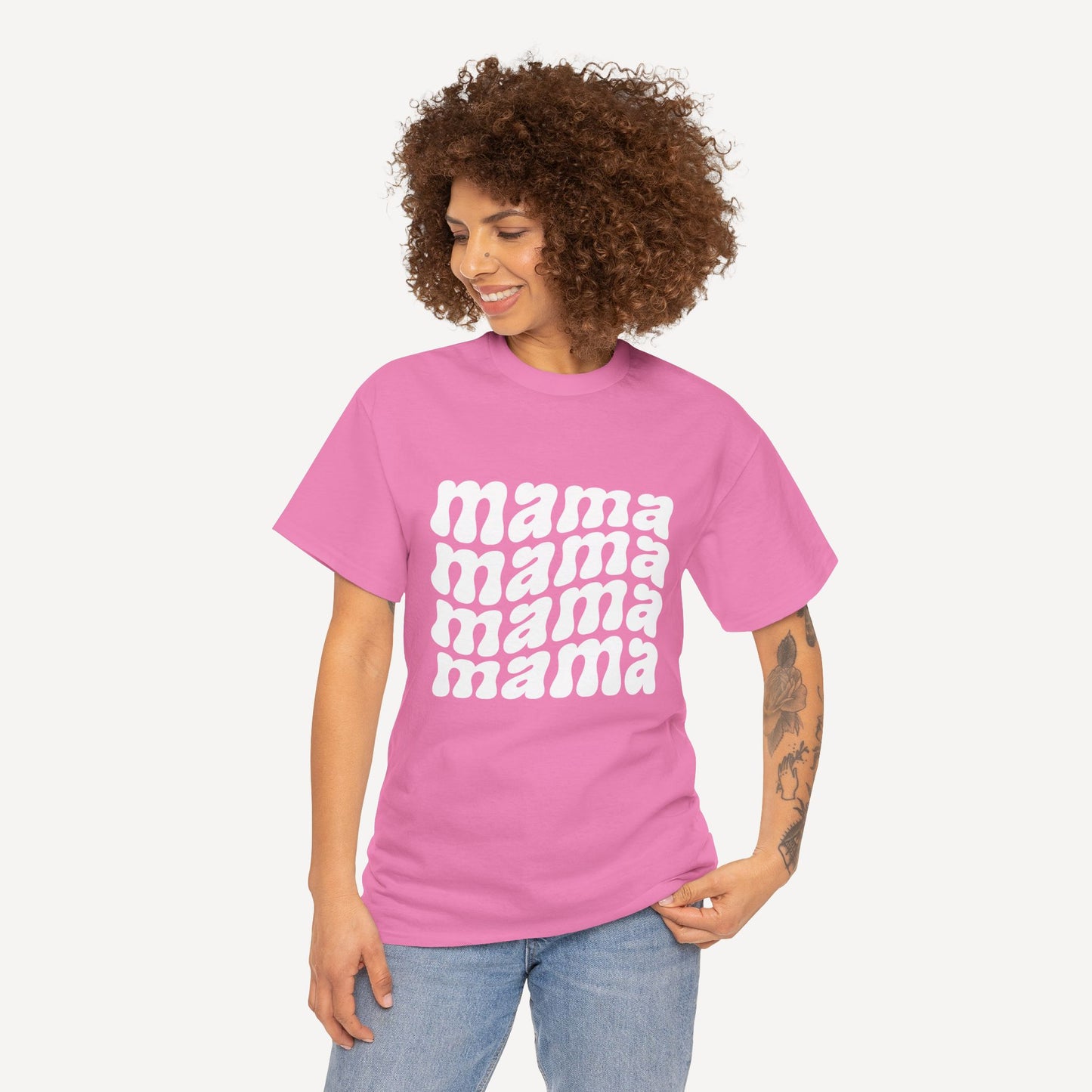 mama mama mama mama - Funny Mom T-Shirt - Women's Unisex Cotton T-Shirt Graphic Printed Design Casual Short Sleeve Tee Tops