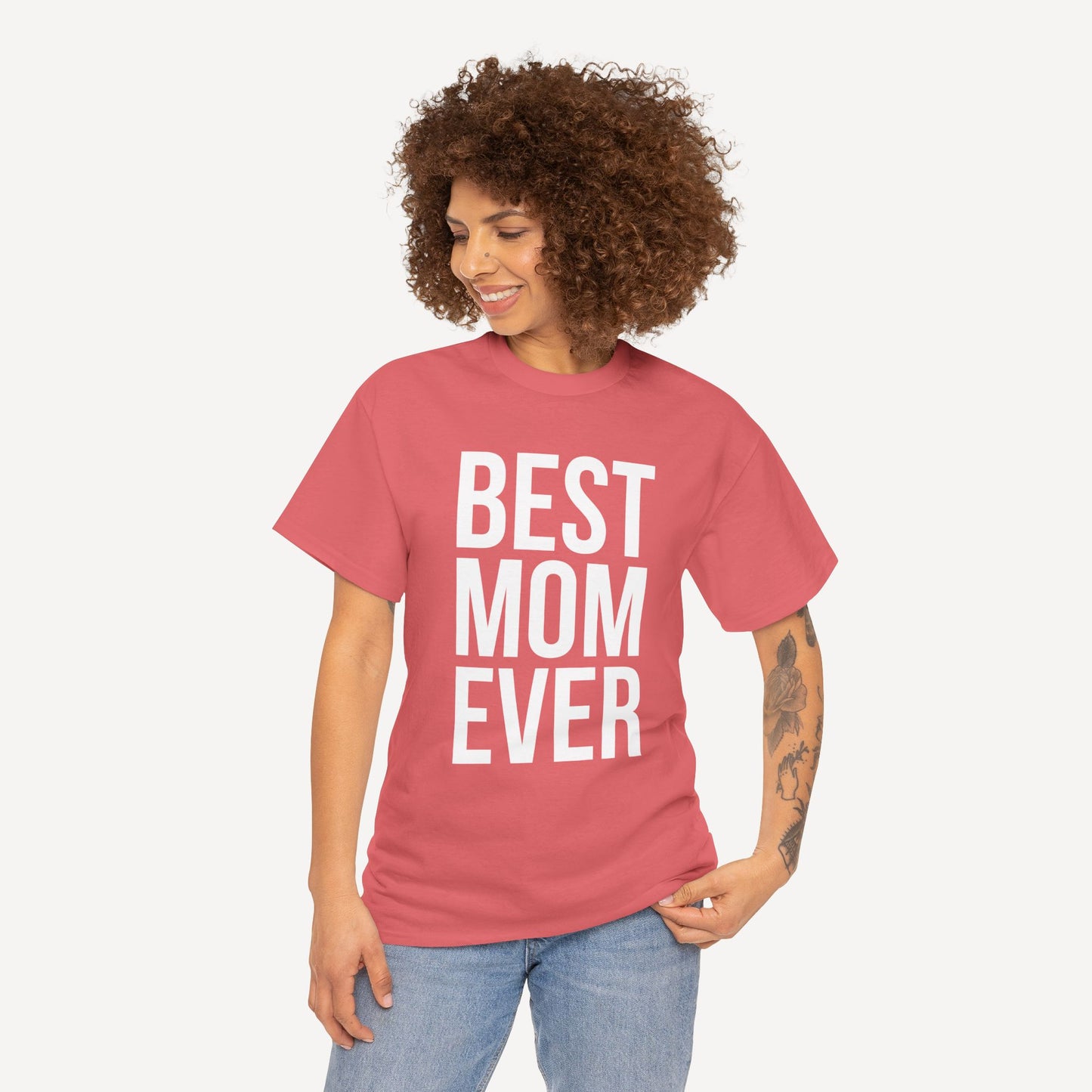 BEST MOM EVER - Funny Mom T-Shirt - Women's Unisex Cotton T-Shirt Graphic Printed Design Casual Short Sleeve Tee Tops