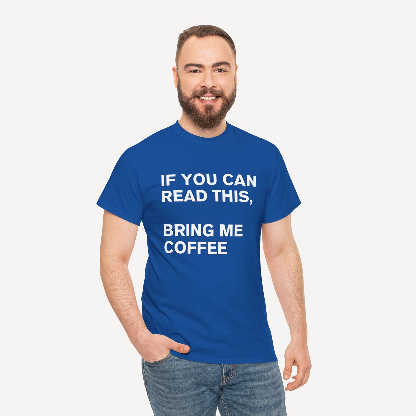 If You Can Read This, Bring Me Coffee - Funny Sayings for Men T-Shirts - Mens Unisex Cotton T-Shirt Graphic Printed Design Casual Short Sleeve Tee Tops