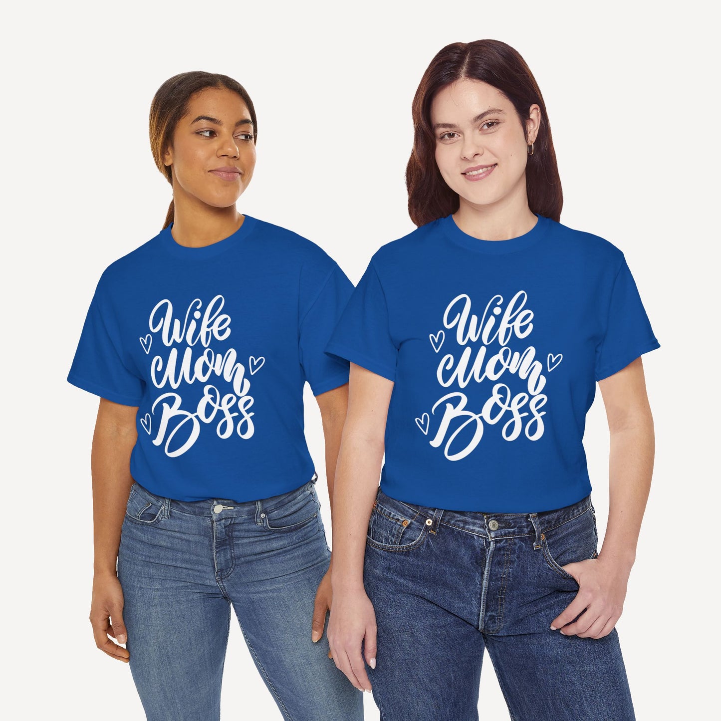 Wife. Mom. Boss. - Funny Mom T-Shirt - Women's Unisex Cotton T-Shirt Graphic Printed Design Casual Short Sleeve Tee Tops