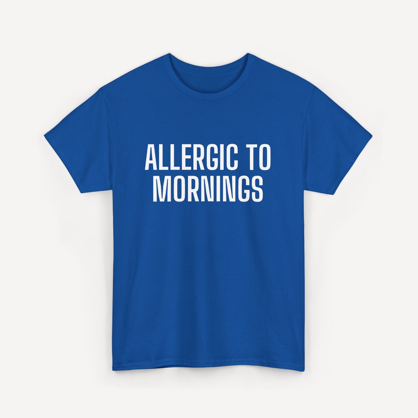 Allergic to Mornings - Funny Sayings for Men T-Shirts - Mens Unisex Cotton T-Shirt Graphic Printed Design Casual Short Sleeve Tee Tops