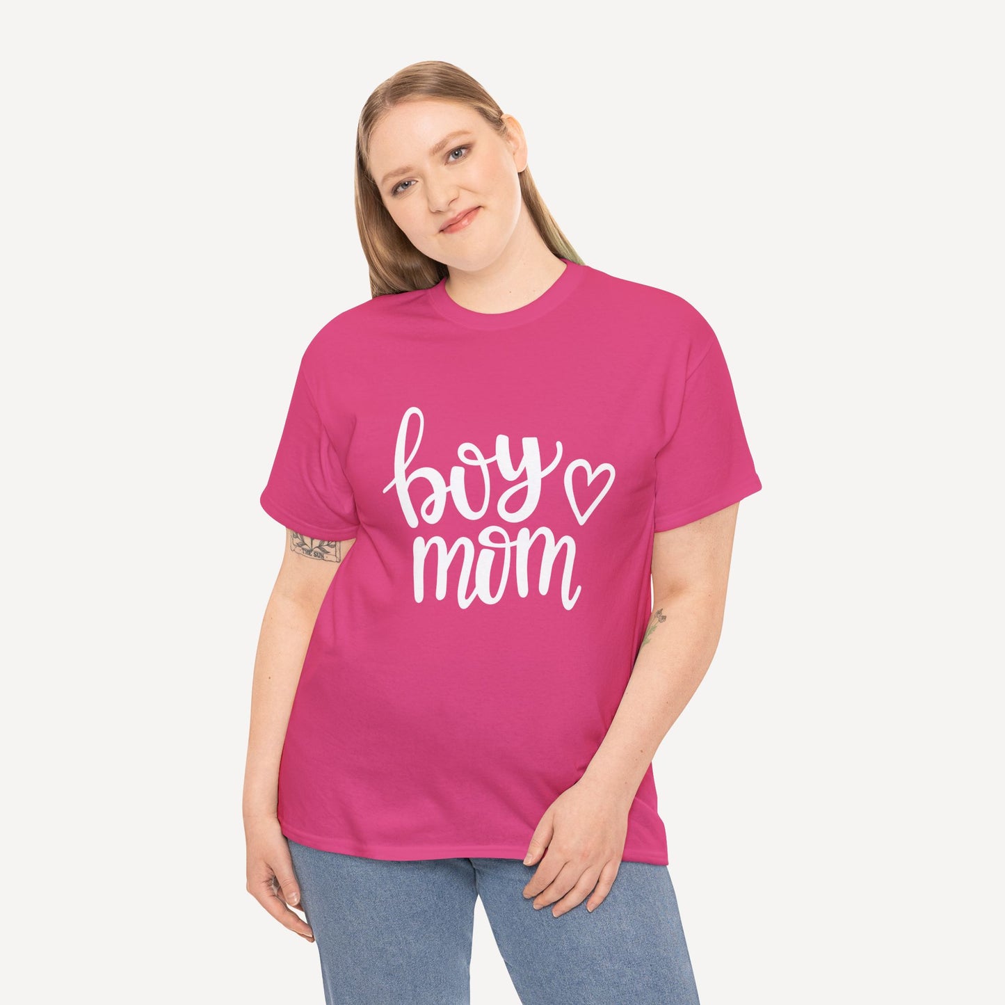 Boy Mom - Funny Mom T-Shirt - Women's Unisex Cotton T-Shirt Graphic Printed Design Casual Short Sleeve Tee Tops
