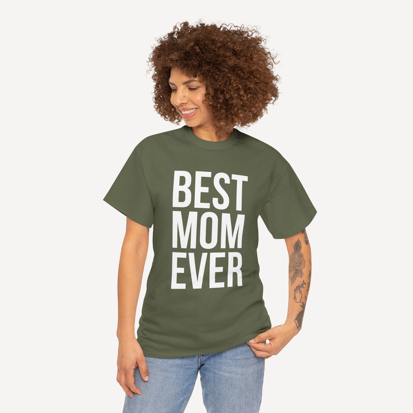 BEST MOM EVER - Funny Mom T-Shirt - Women's Unisex Cotton T-Shirt Graphic Printed Design Casual Short Sleeve Tee Tops
