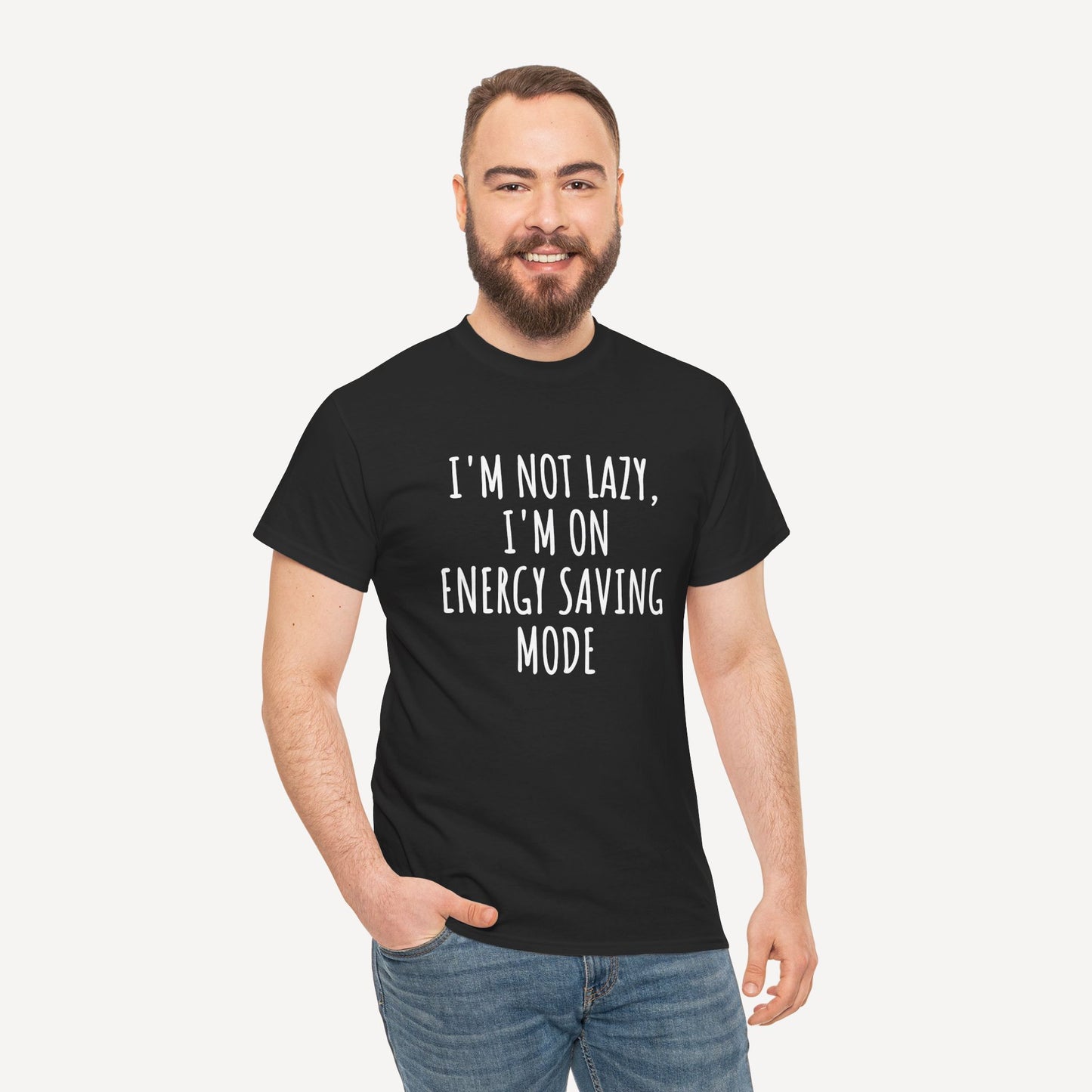 I'm Not Lazy, I'm on Energy Saving Mode - Funny Sayings for Men T-Shirts - Mens Unisex Cotton T-Shirt Graphic Printed Design Casual Short Sleeve Tee Tops