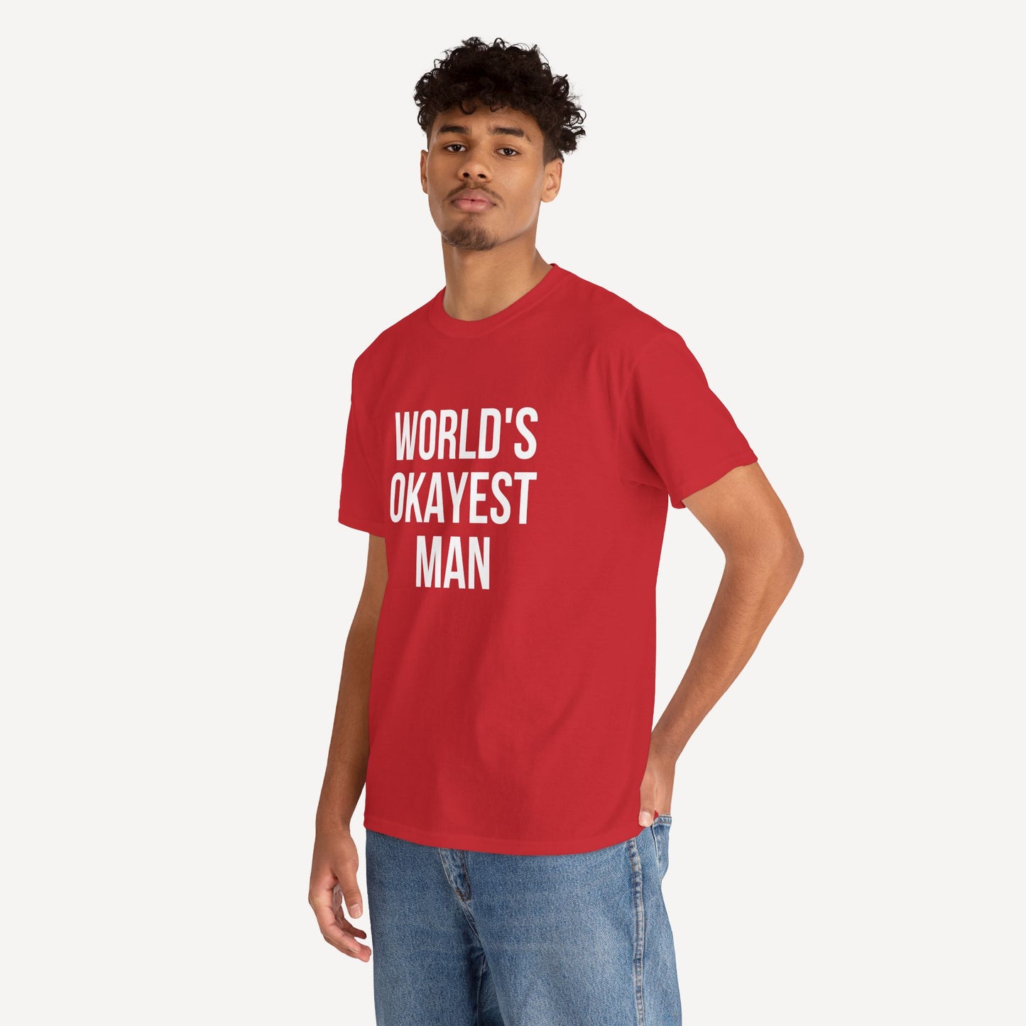 World's Okayest Man - Funny Sayings for Men T-Shirts - Mens Unisex Cotton T-Shirt Graphic Printed Design Casual Short Sleeve Tee Tops