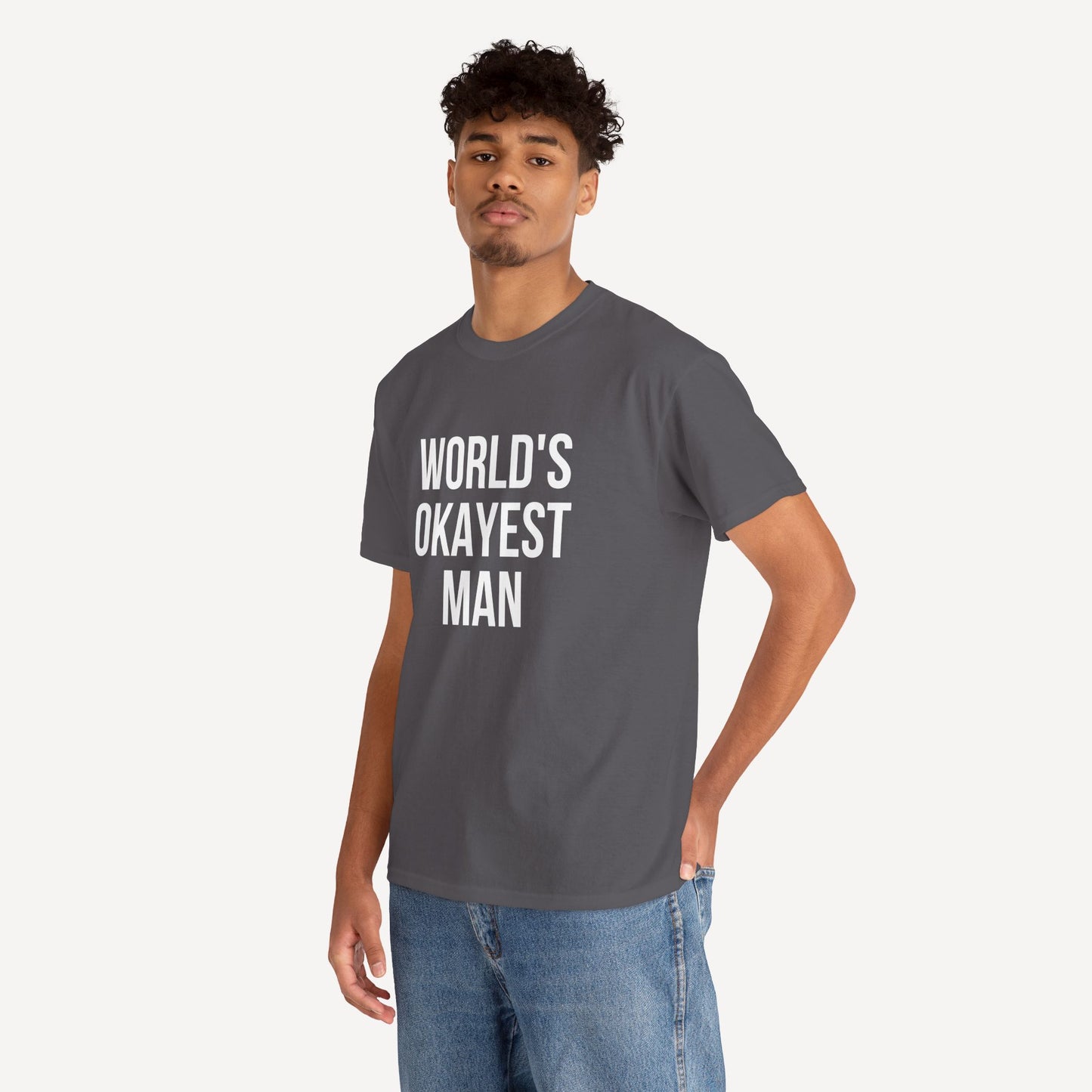 World's Okayest Man - Funny Sayings for Men T-Shirts - Mens Unisex Cotton T-Shirt Graphic Printed Design Casual Short Sleeve Tee Tops