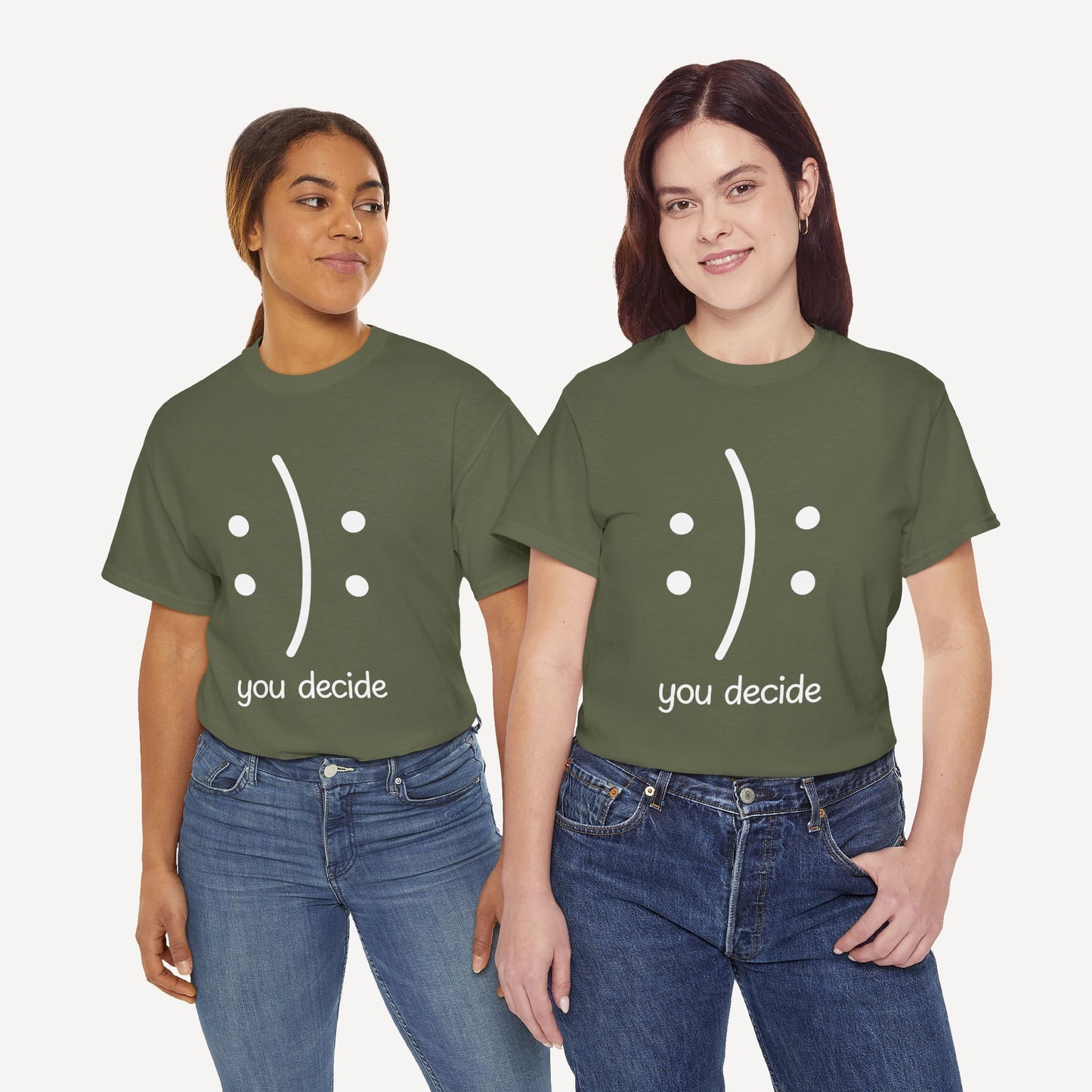 You Decide Happy Face - Funny Mom T-Shirt - Women's Unisex Cotton T-Shirt Graphic Printed Design Casual Short Sleeve Tee Tops