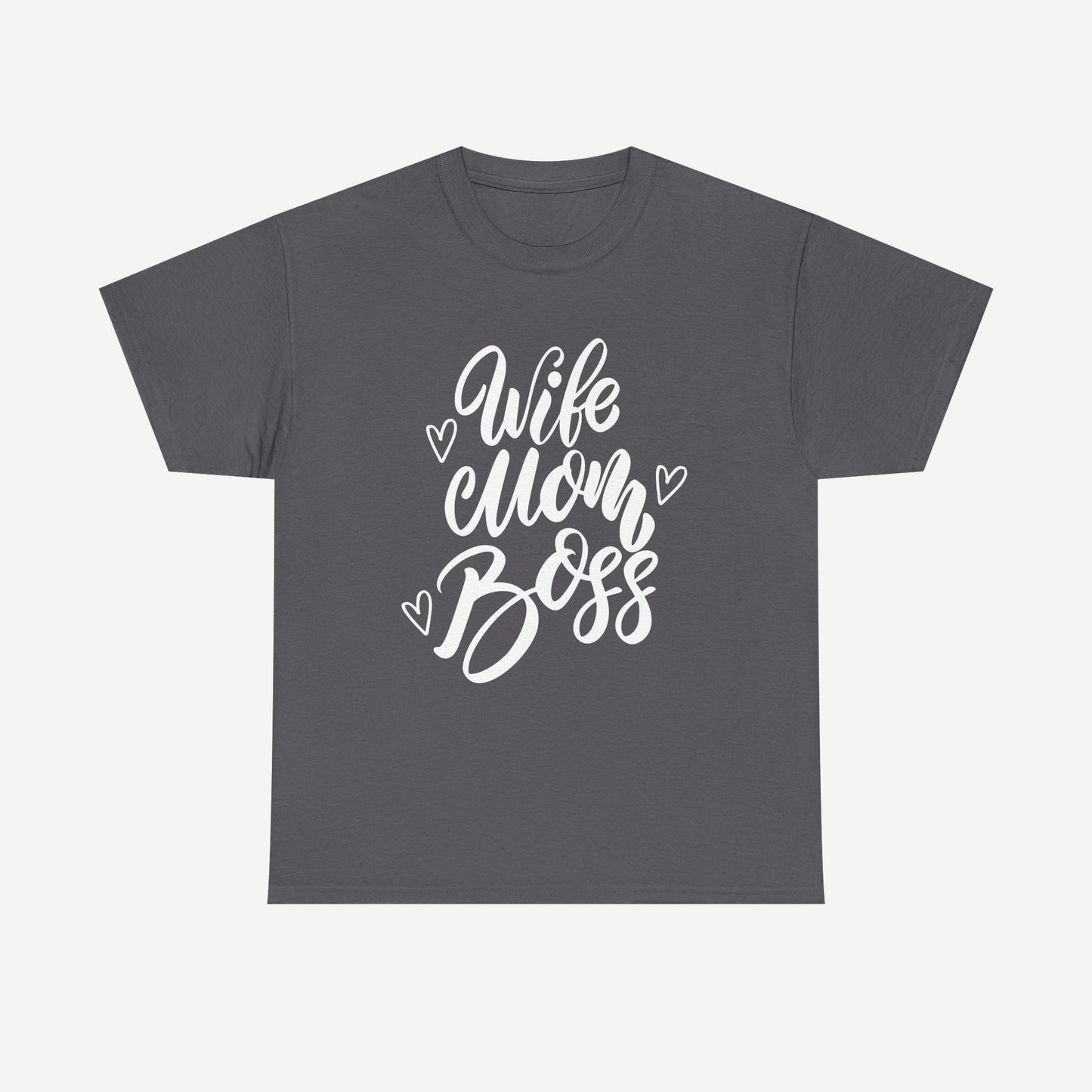 Wife. Mom. Boss. - Funny Mom T-Shirt - Women's Unisex Cotton T-Shirt Graphic Printed Design Casual Short Sleeve Tee Tops
