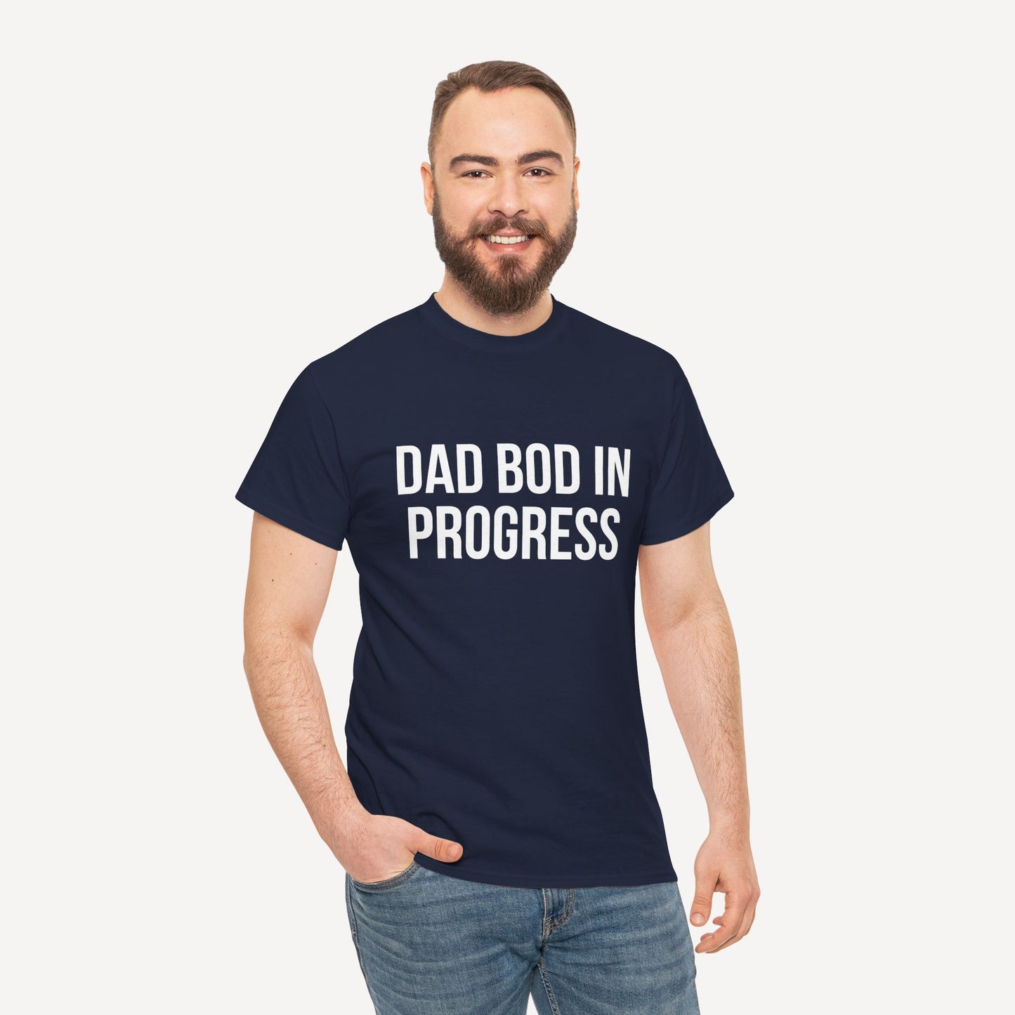 Dad Bod in Progress - Funny Sayings for Men T-Shirts - Mens Unisex Cotton T-Shirt Graphic Printed Design Casual Short Sleeve Tee Tops