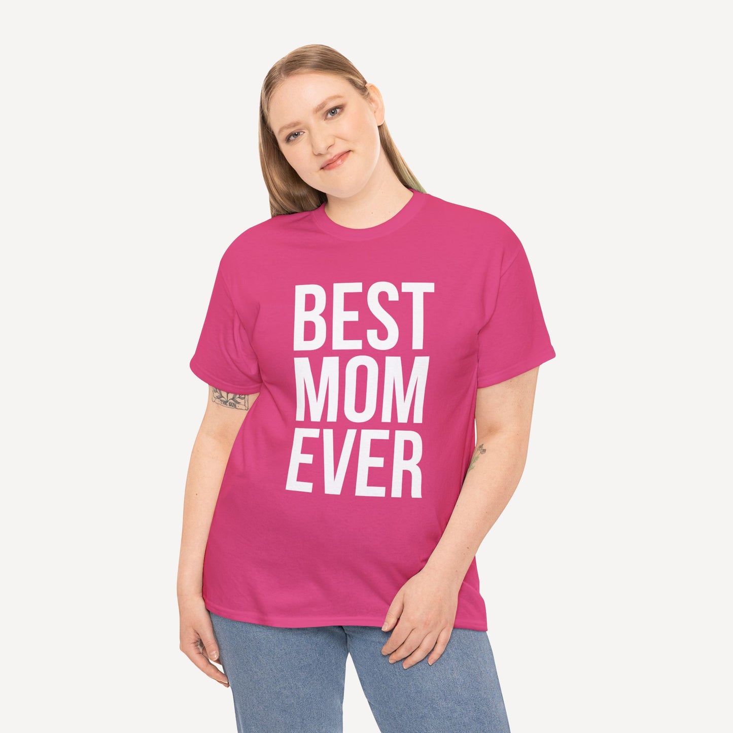 BEST MOM EVER - Funny Mom T-Shirt - Women's Unisex Cotton T-Shirt Graphic Printed Design Casual Short Sleeve Tee Tops