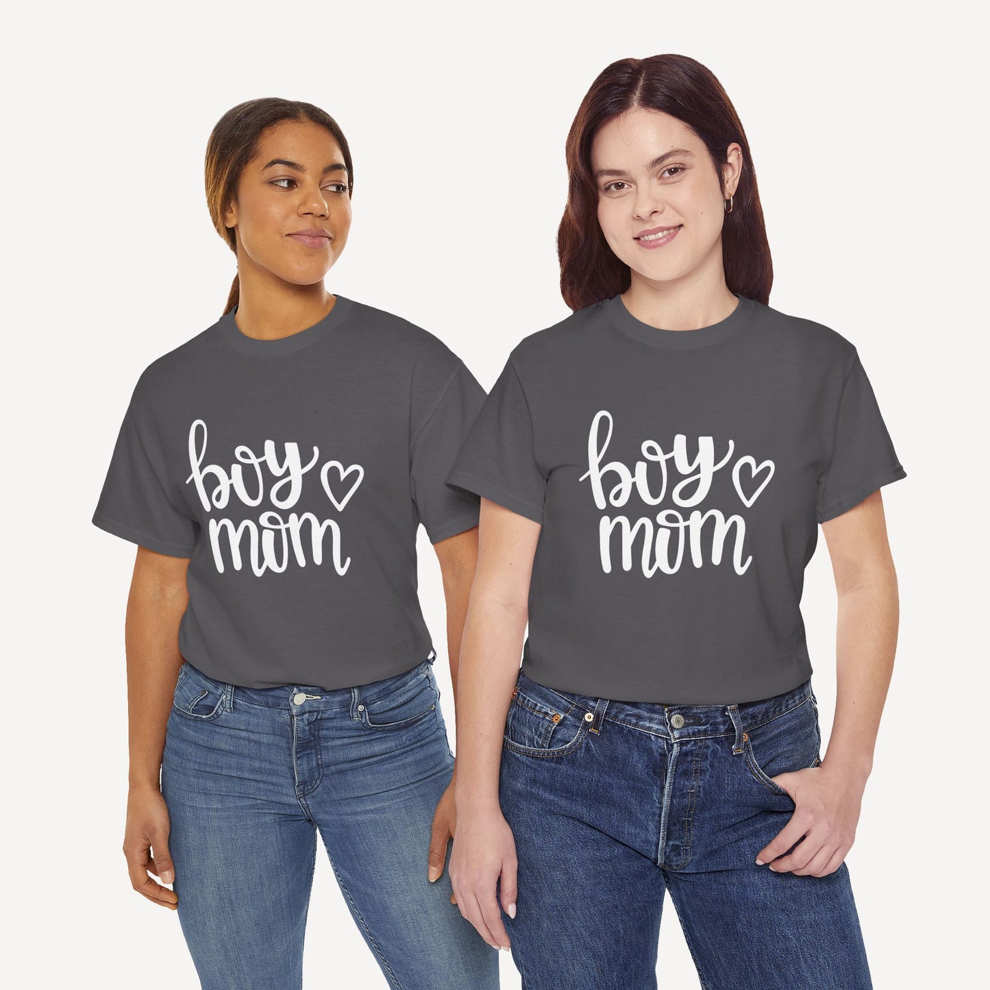 Boy Mom - Funny Mom T-Shirt - Women's Unisex Cotton T-Shirt Graphic Printed Design Casual Short Sleeve Tee Tops