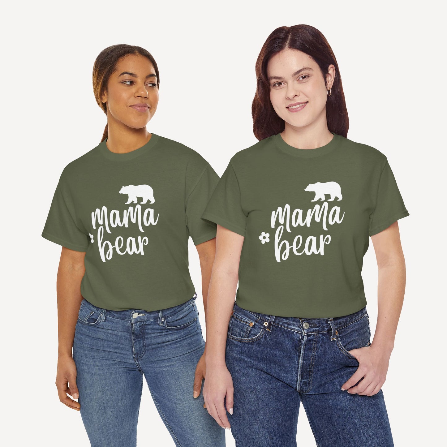 Mama Bear - Funny Mom T-Shirt - Women's Unisex Cotton T-Shirt Graphic Printed Design Casual Short Sleeve Tee Tops