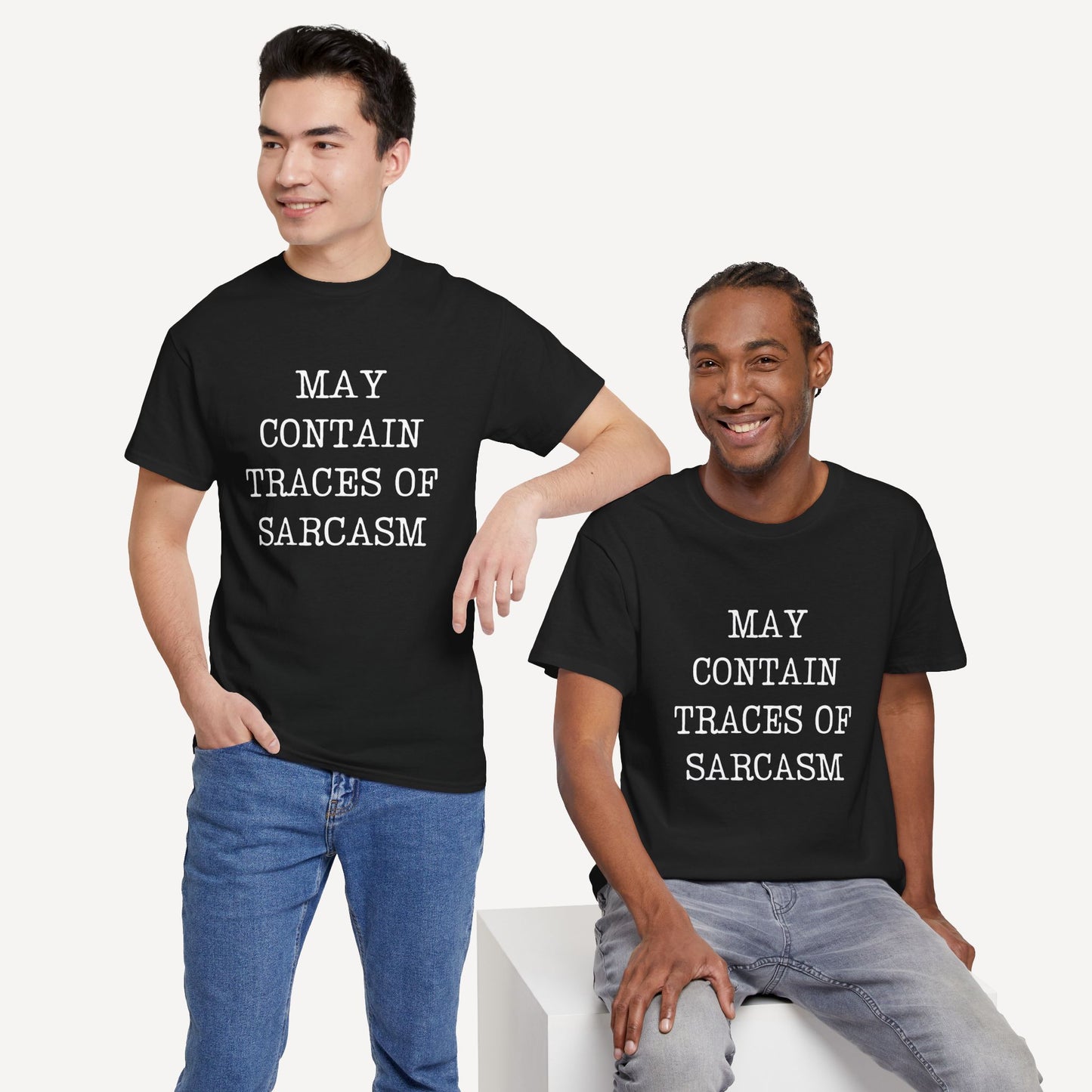 May Contain Traces of Sarcasm - Funny Sayings for Men T-Shirts - Mens Unisex Cotton T-Shirt Graphic Printed Design Casual Short Sleeve Tee Tops