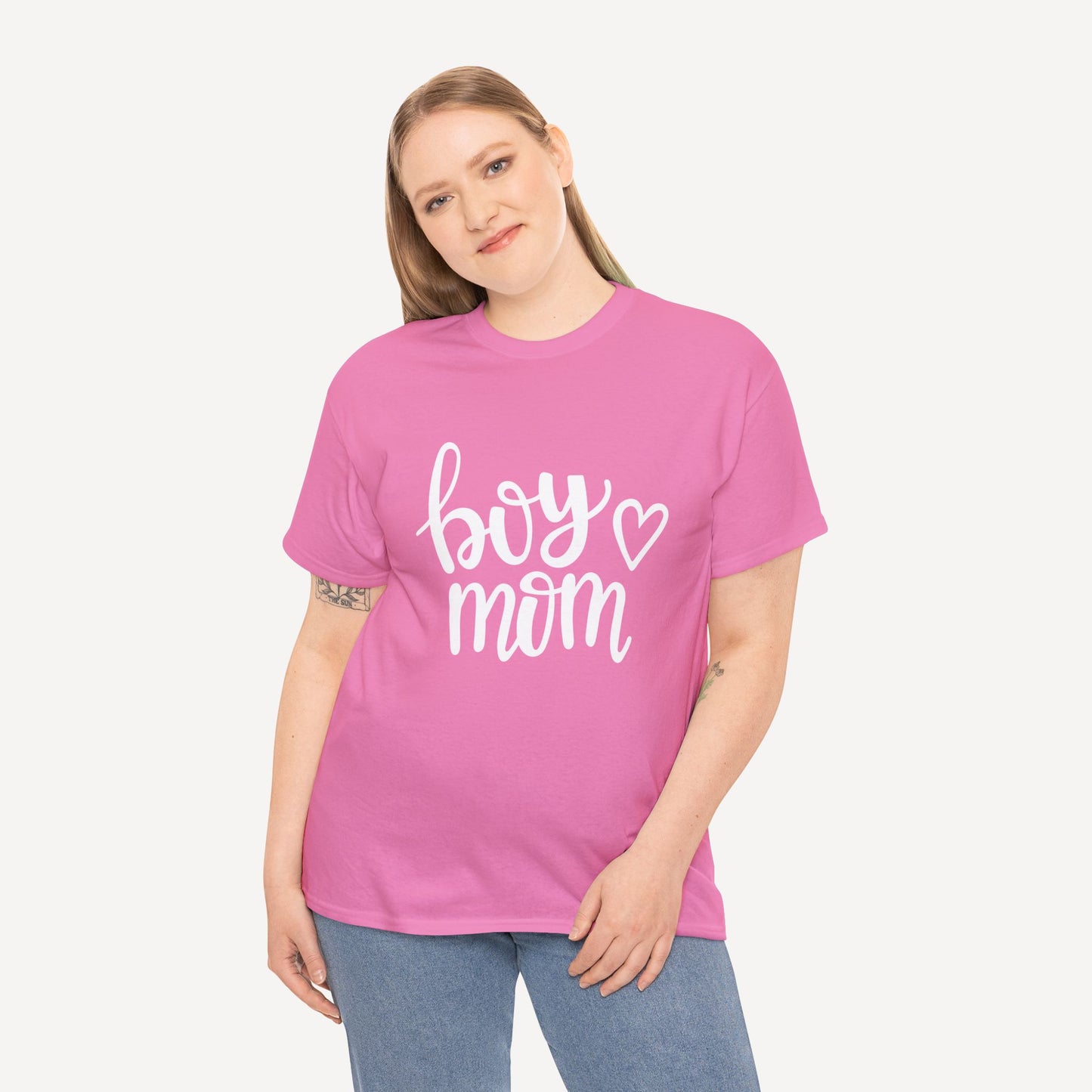 Boy Mom - Funny Mom T-Shirt - Women's Unisex Cotton T-Shirt Graphic Printed Design Casual Short Sleeve Tee Tops