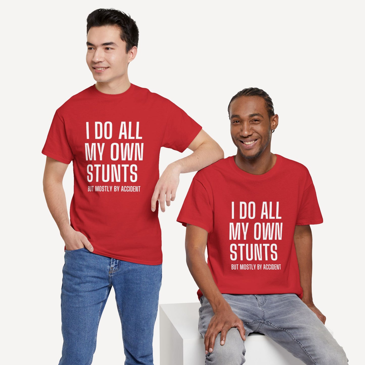 I Do All My Own Stunts (But Mostly by Accident) - Funny Sayings for Men T-Shirts - Mens Unisex Cotton T-Shirt Graphic Printed Design Casual Short Sleeve Tee Tops